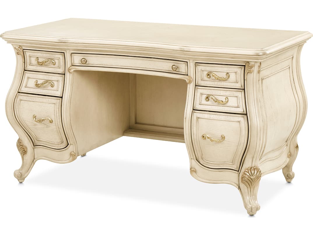 Michael Amini Platine De Royale Poplar Wood Vanity Table