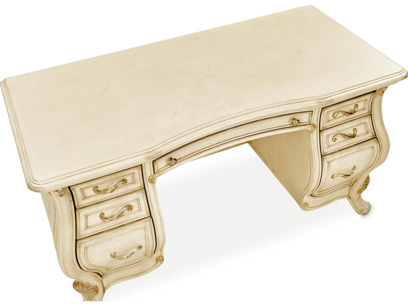 Michael Amini Platine De Royale Poplar Wood Vanity Table