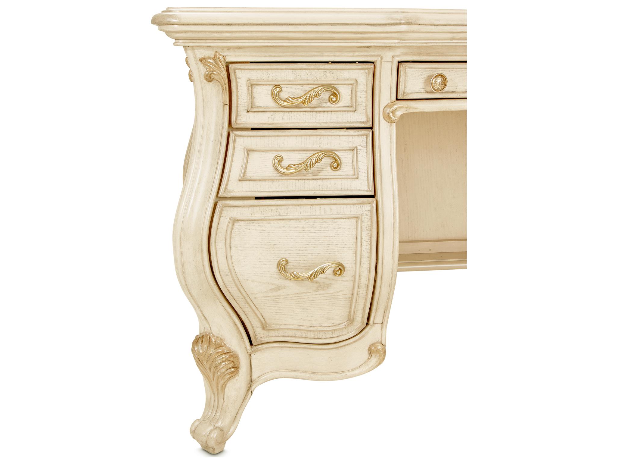 Michael Amini Platine De Royale Poplar Wood Vanity Table