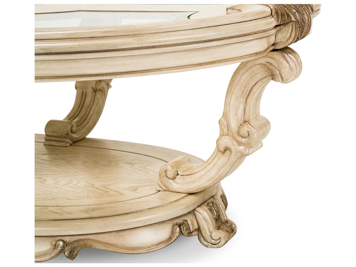 Michael Amini Platine De Royale Oval Glass Coffee Table