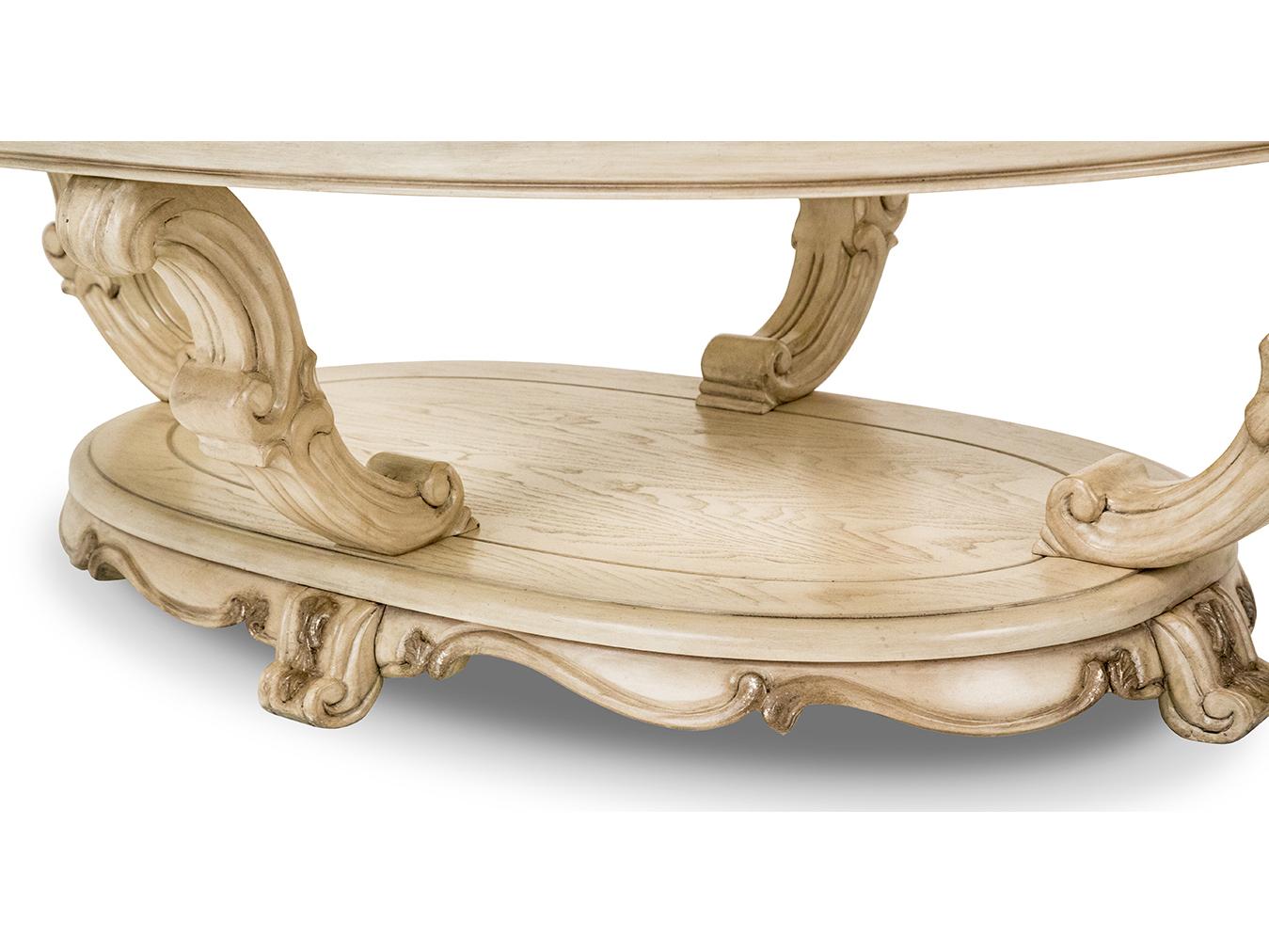 Michael Amini Platine De Royale Oval Glass Coffee Table