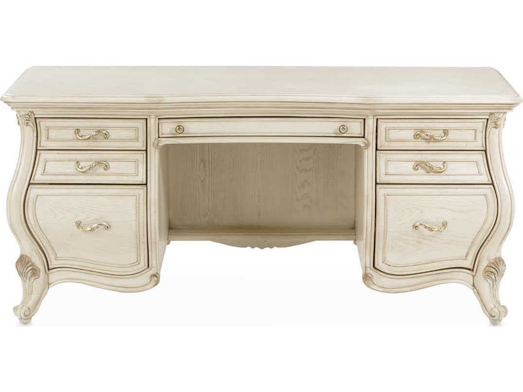 Luxecor Gilded Champagne White Poplar Wood Executive Desk