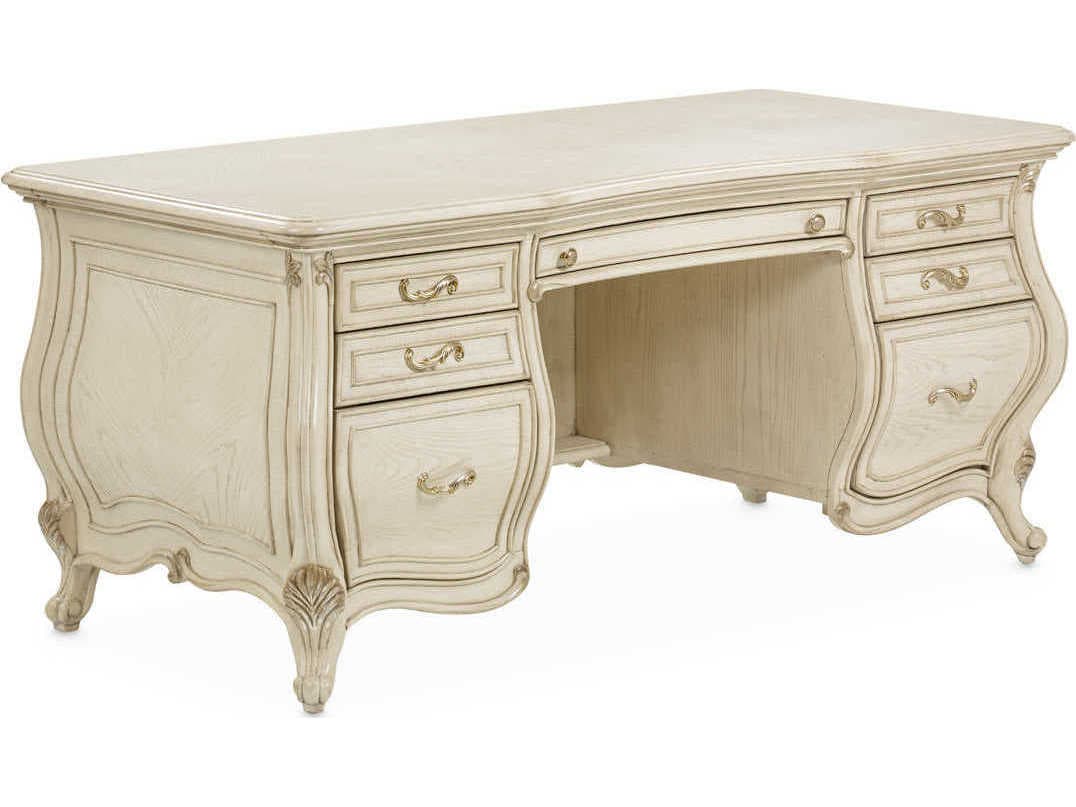 Luxecor Gilded Champagne White Poplar Wood Executive Desk