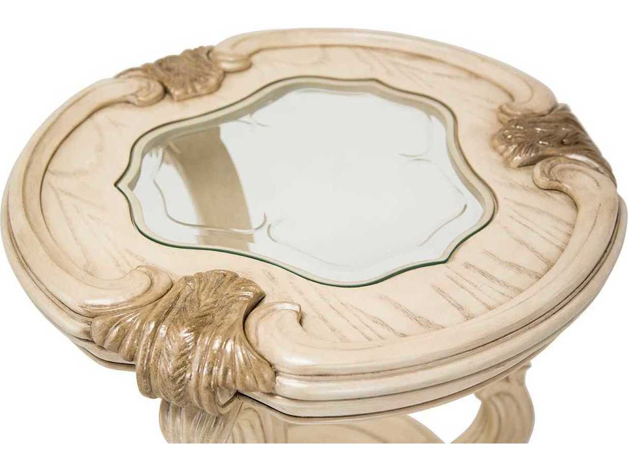 Michael Amini Platine De Royale Round Glass End Table