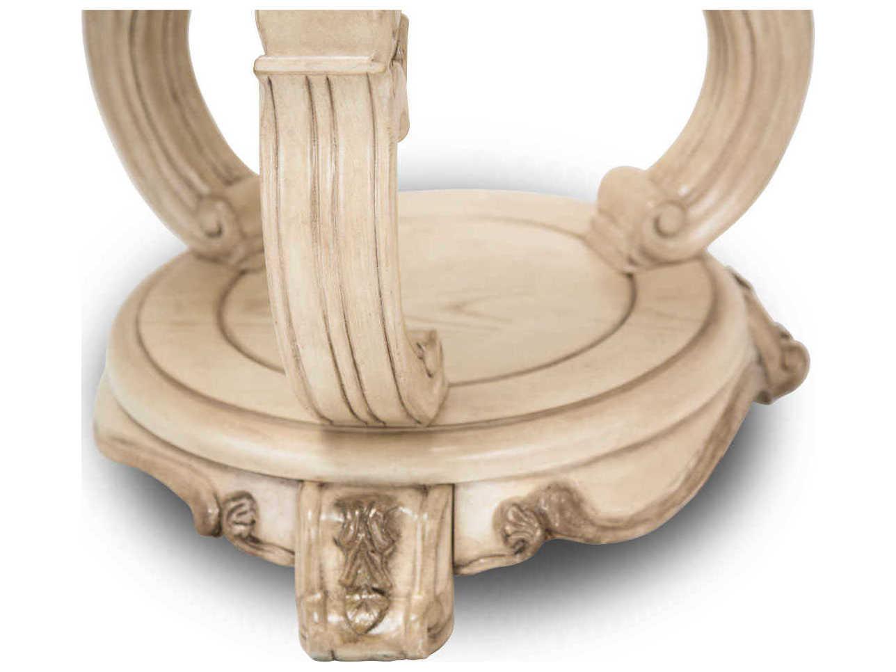 Michael Amini Platine De Royale Round Glass End Table