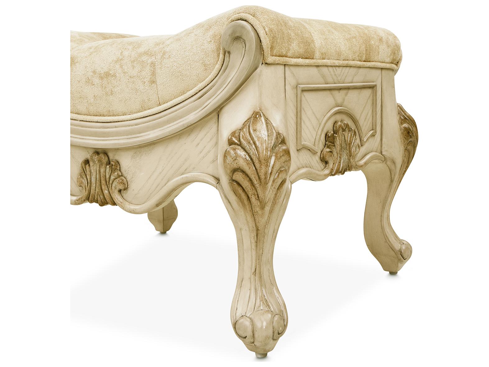 Michael Amini Platine De Royale Champagne Upholstered Accent Bench