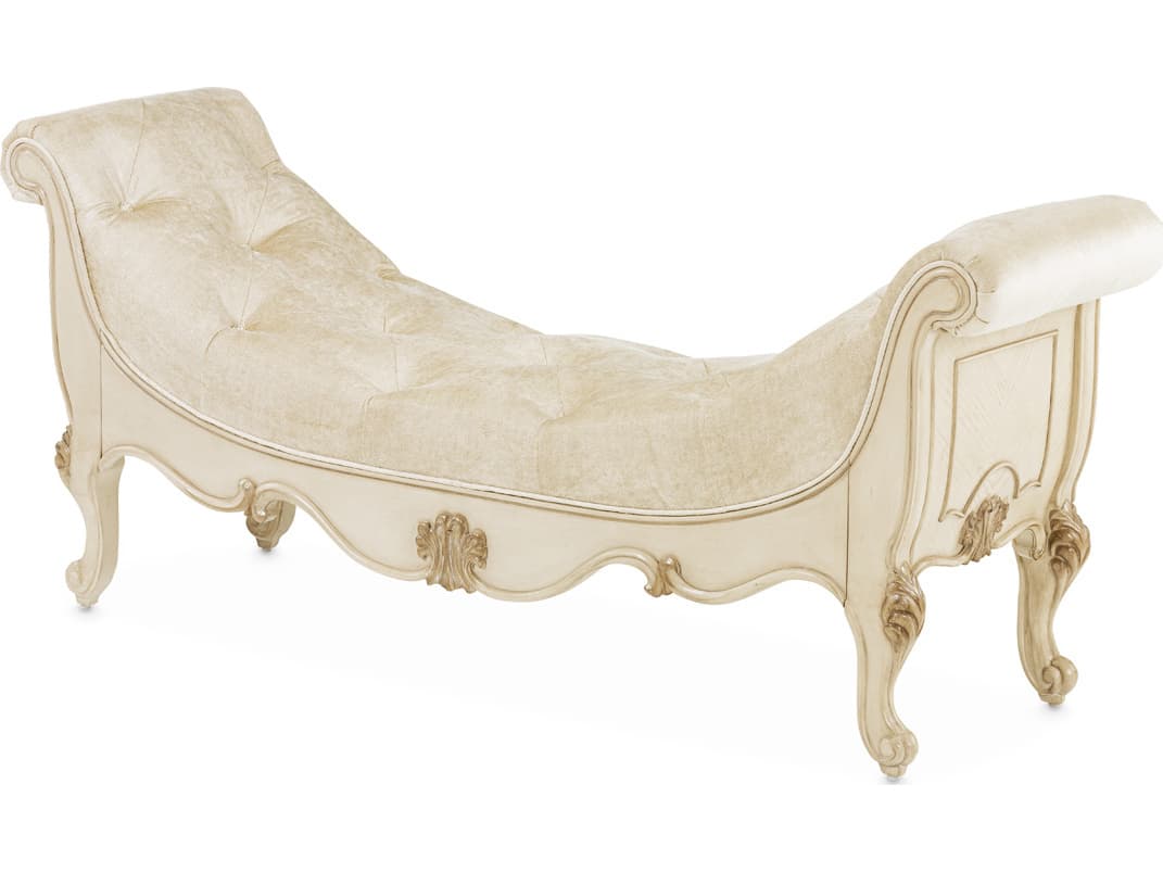 Michael Amini Platine De Royale Champagne Upholstered Accent Bench