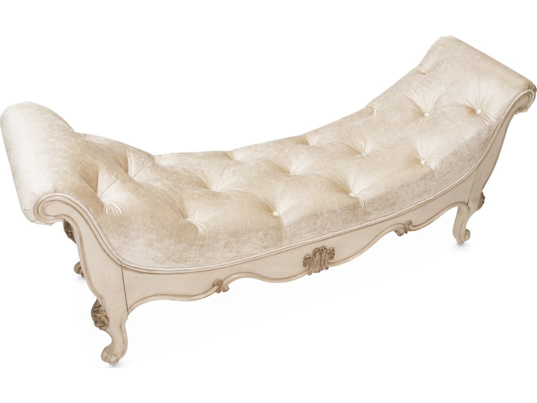 Michael Amini Platine De Royale Champagne Upholstered Accent Bench