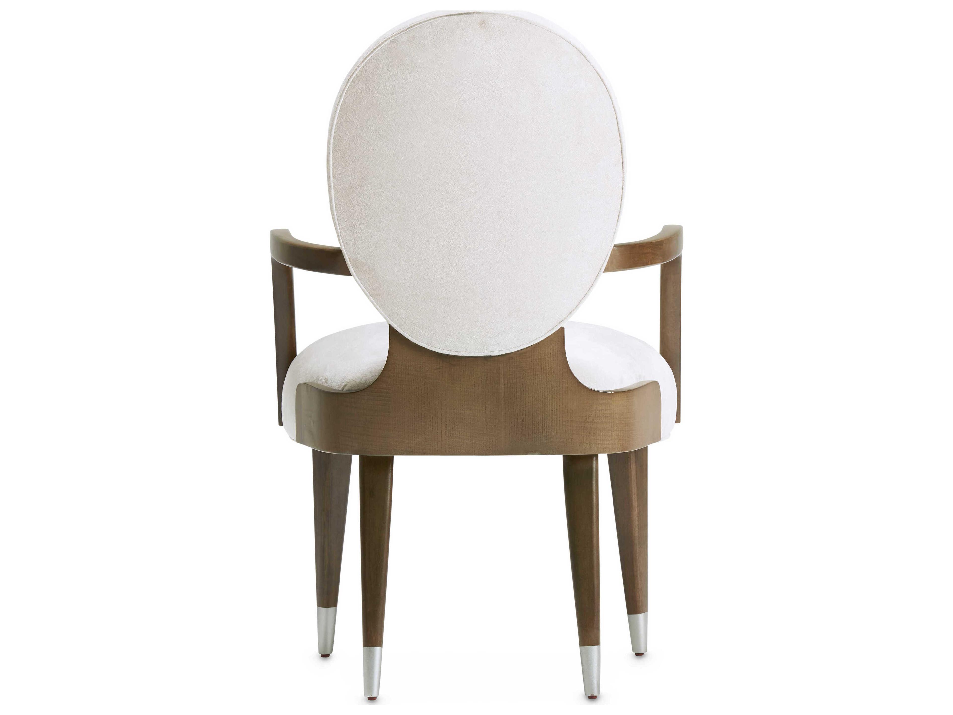 Michael Amini Roxbury Park White Velvet Upholstered Arm Dining Chair