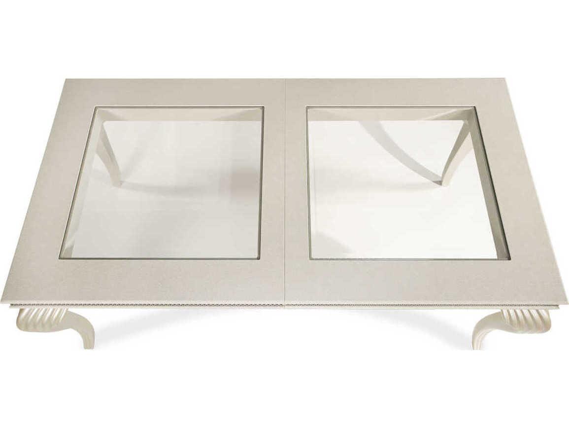 Michael Amini Hollywood Swank Rectangular Glass Pearl Caviar Dining Table