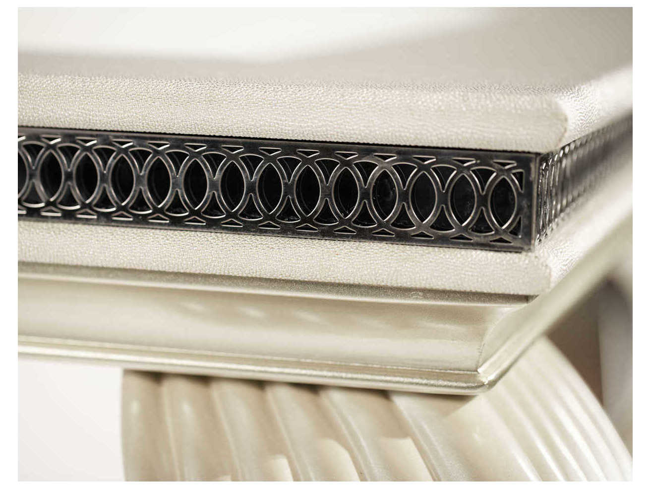 Michael Amini Hollywood Swank Rectangular Glass Pearl Caviar Dining Table