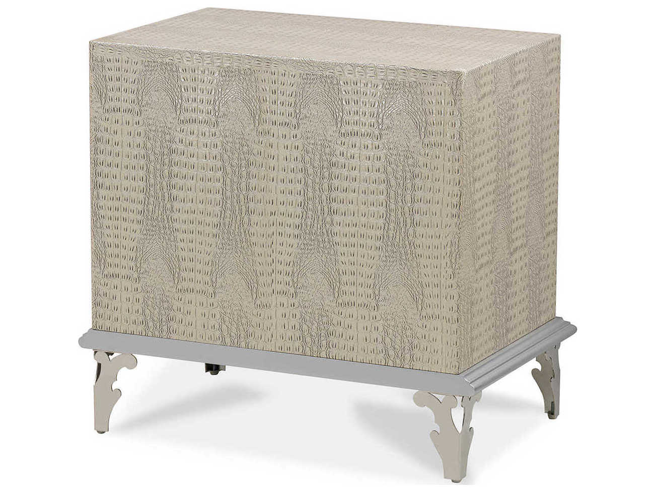 Michael Amini Hollywood Swank 2-Drawers White Nightstand