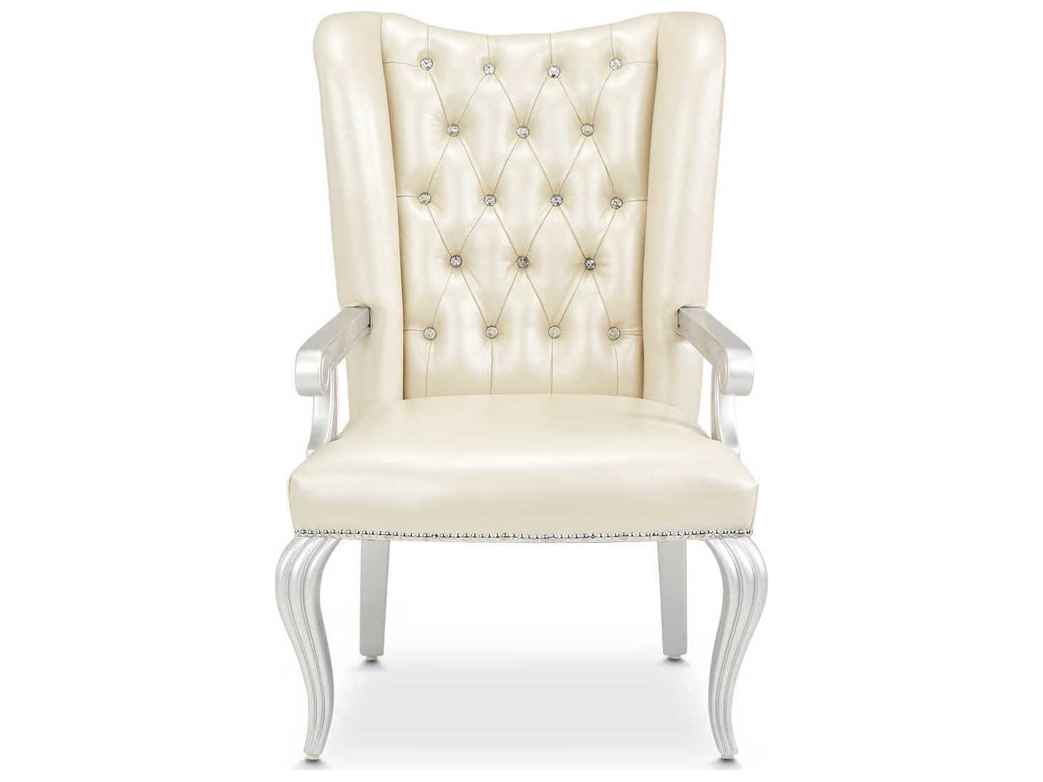 Michael Amini Hollywood Swank White Leather Executive Desk Chair