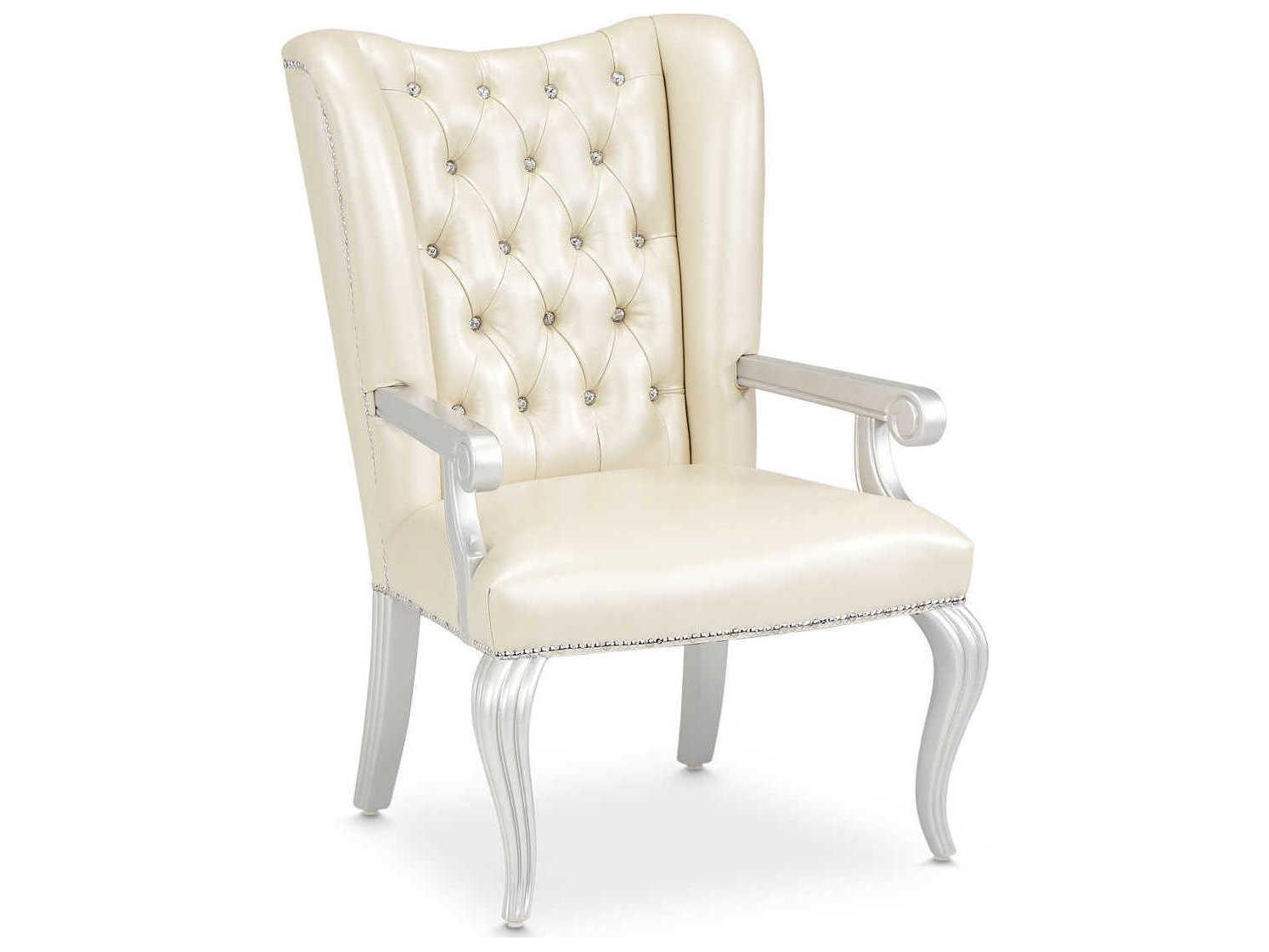 Michael Amini Hollywood Swank White Leather Executive Desk Chair