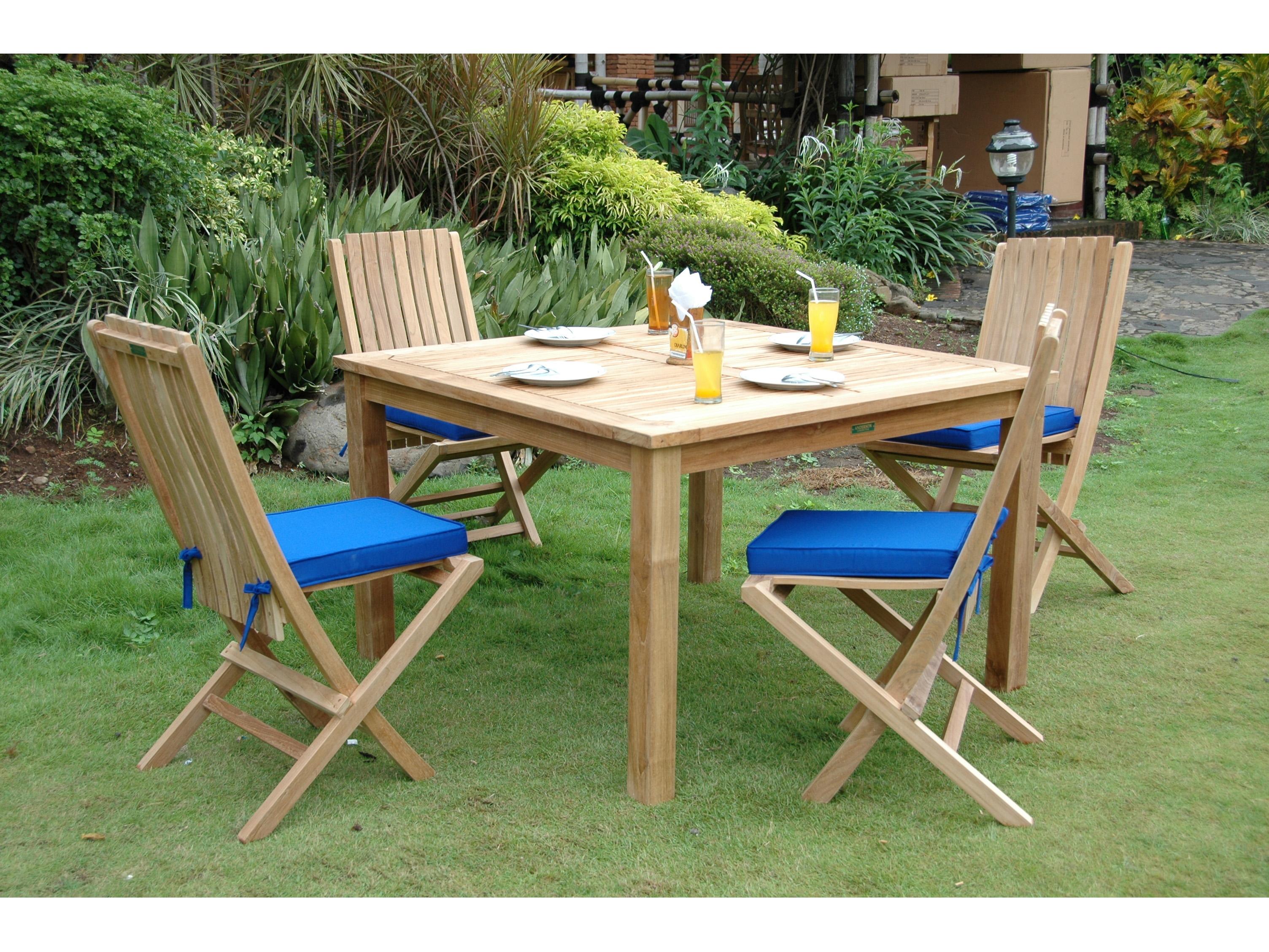 Anderson Teak Windsor Comfort Chair 5-Piece Folding Patio Dining Set