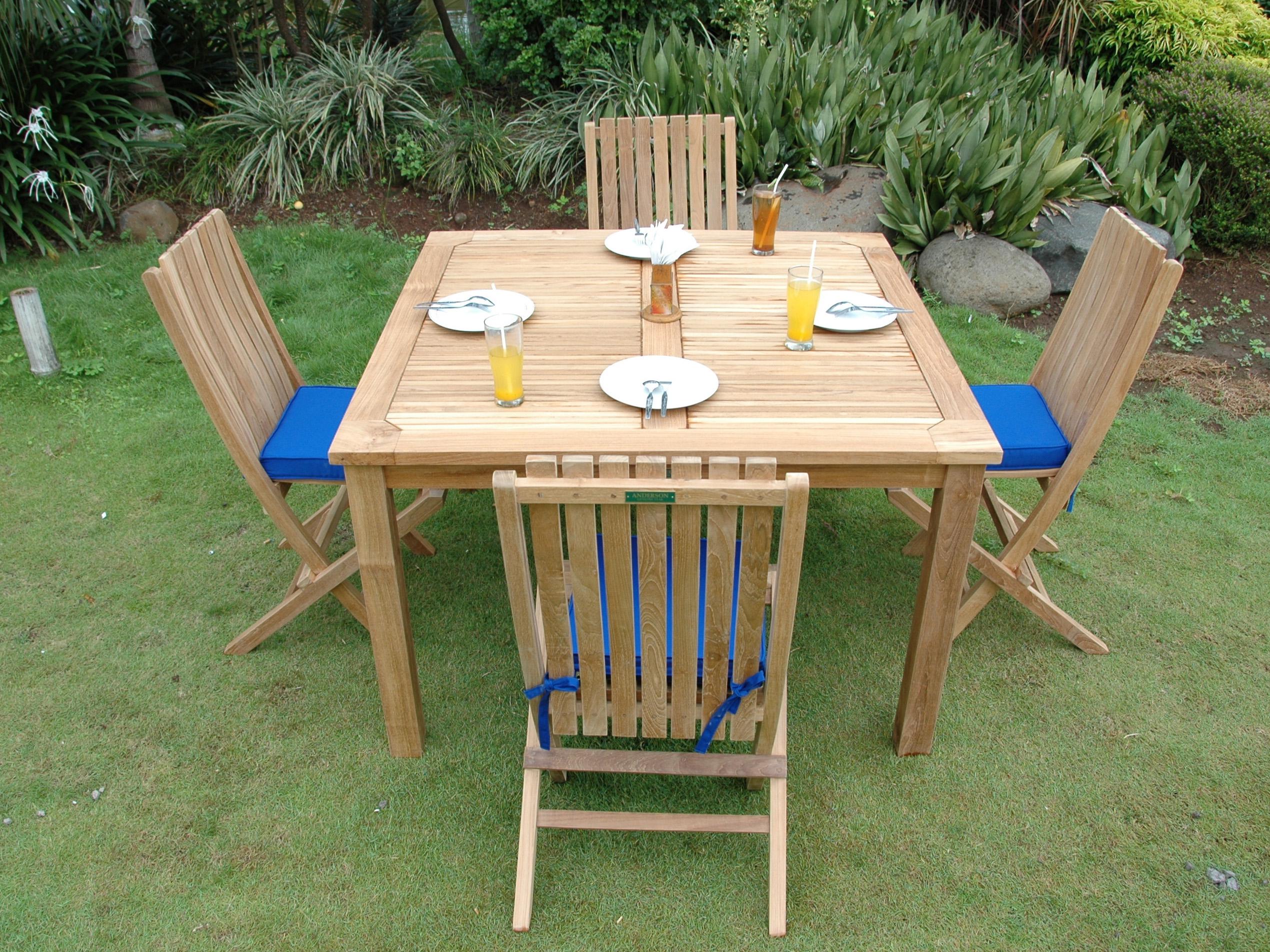 Anderson Teak Windsor Comfort Chair 5-Piece Folding Patio Dining Set