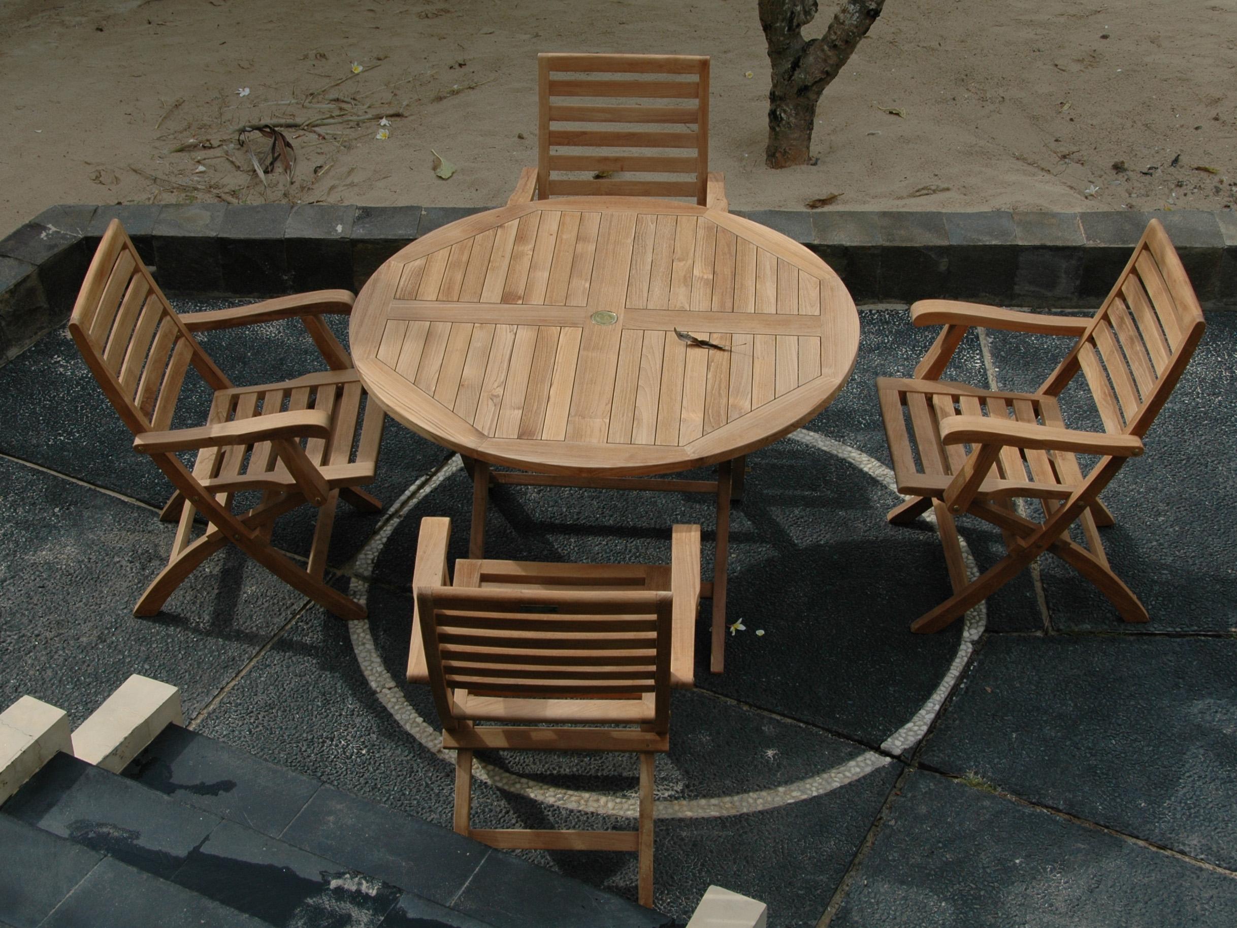 Anderson Teak Andrew Bahama 5-Piece Folding Patio Dining Set