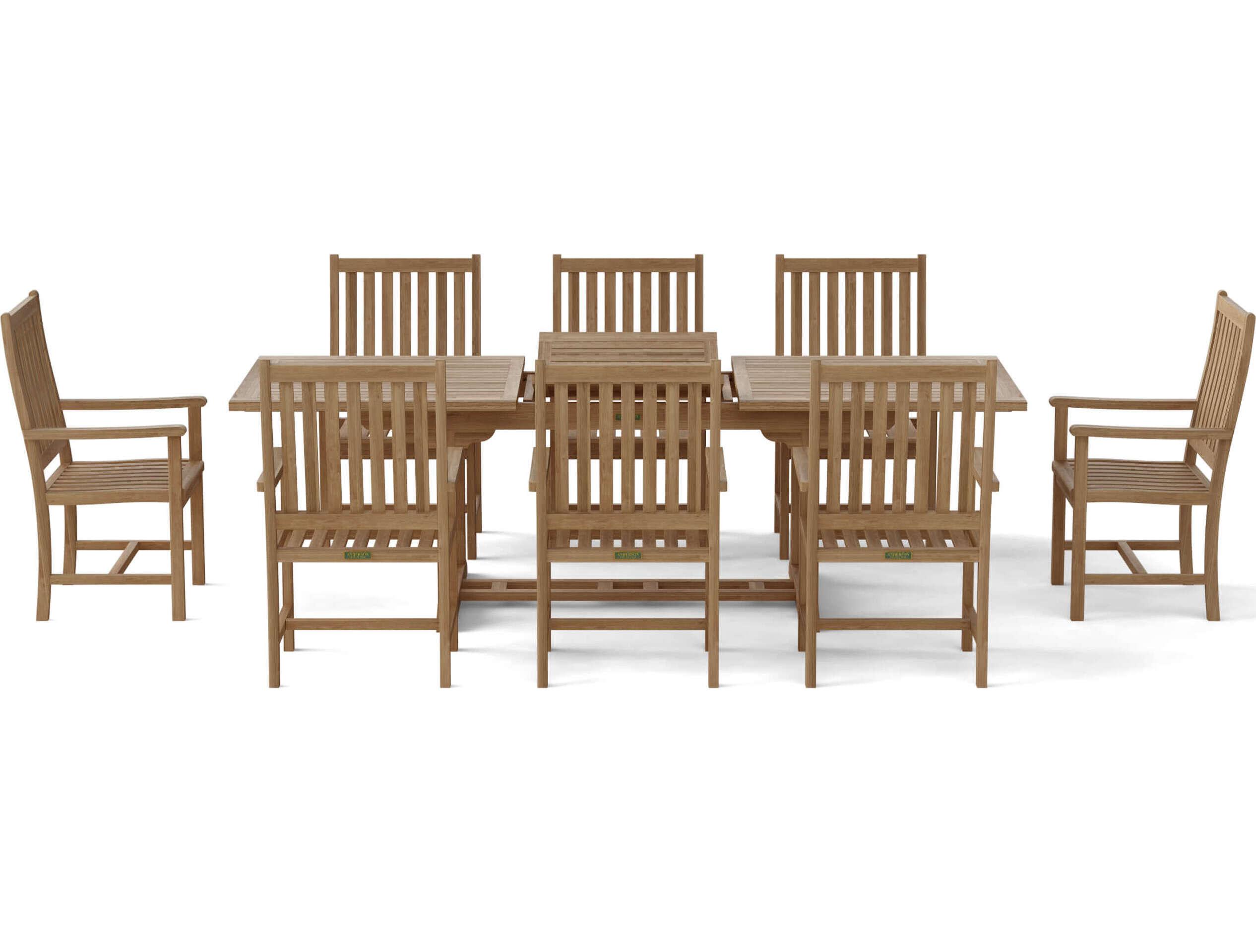 Anderson Teak Bahama Wilshire Armchair 9-Piece Extension Outdoor Patio Dining Set