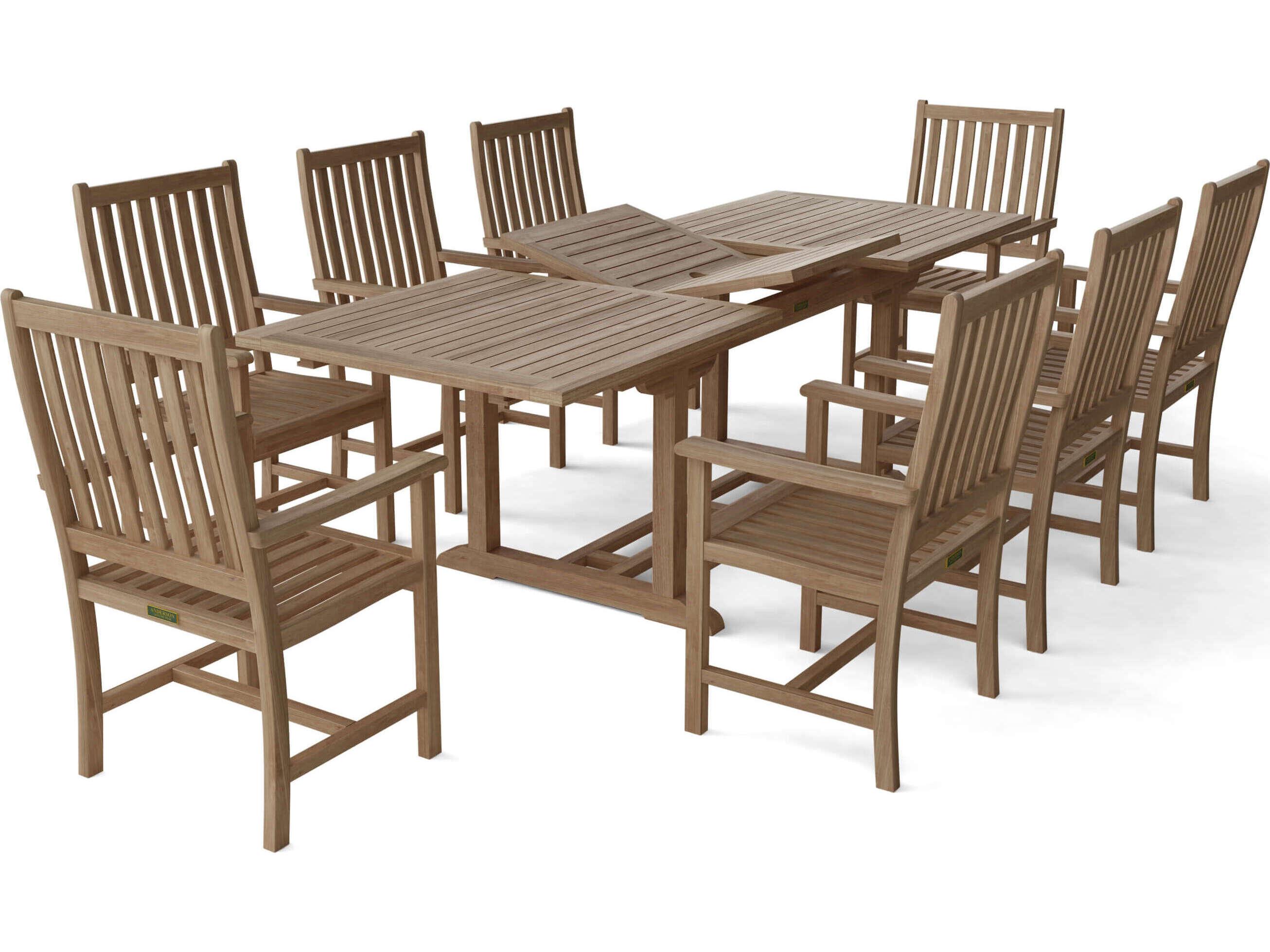 Anderson Teak Bahama Wilshire Armchair 9-Piece Extension Outdoor Patio Dining Set