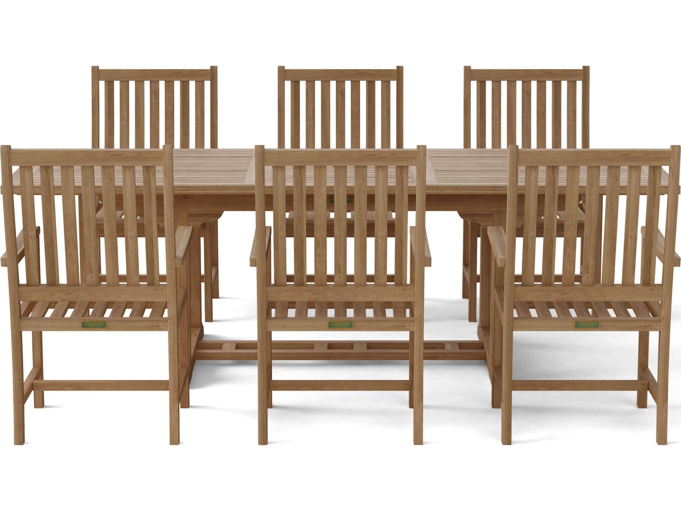 Anderson Teak Bahama Wilshire Armchair 7-Piece Extension Patio Dining Set