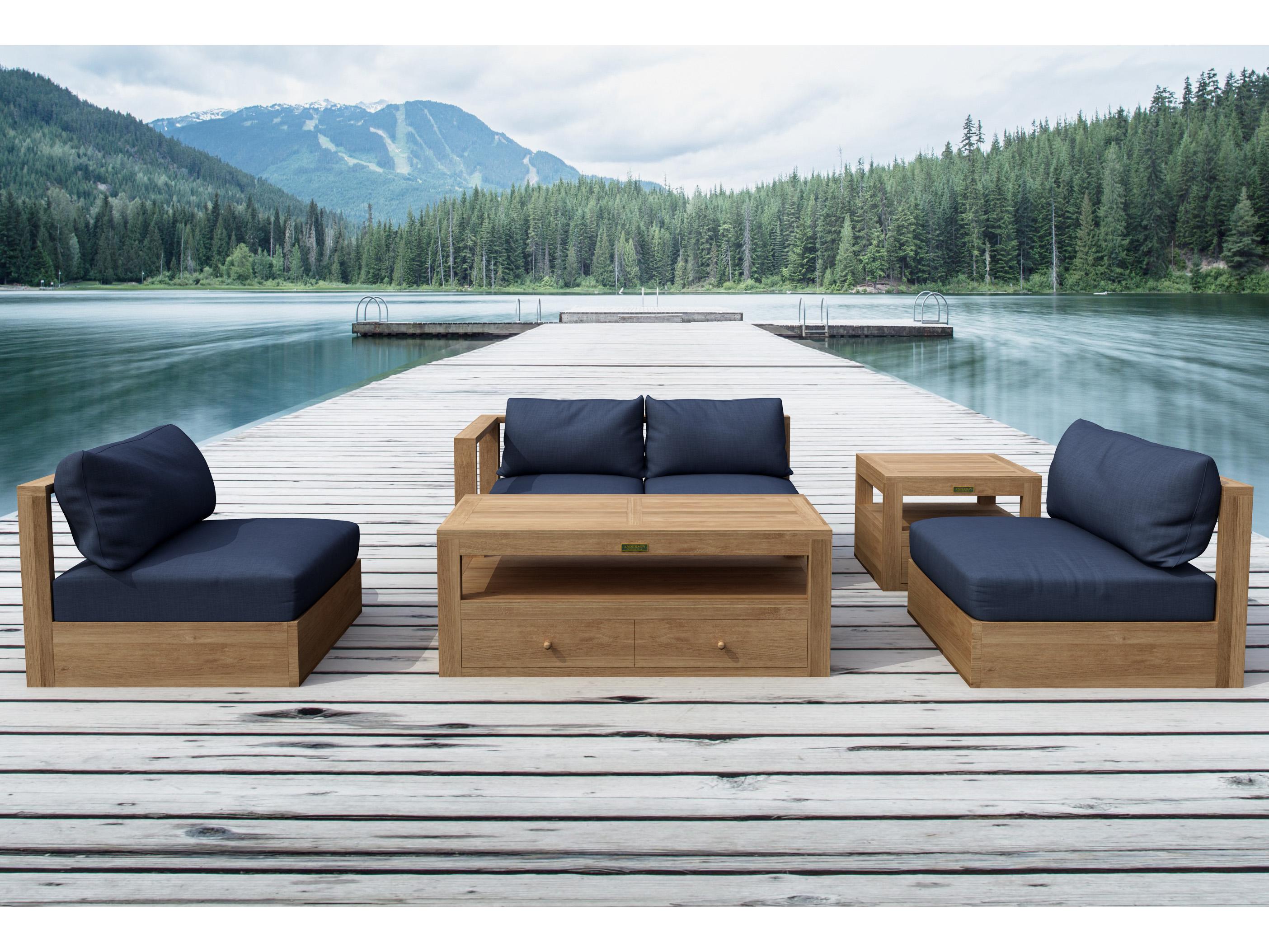 Anderson Teak Copacabana 5 Piece Modular Deep Seating Outdoor Lounge Set