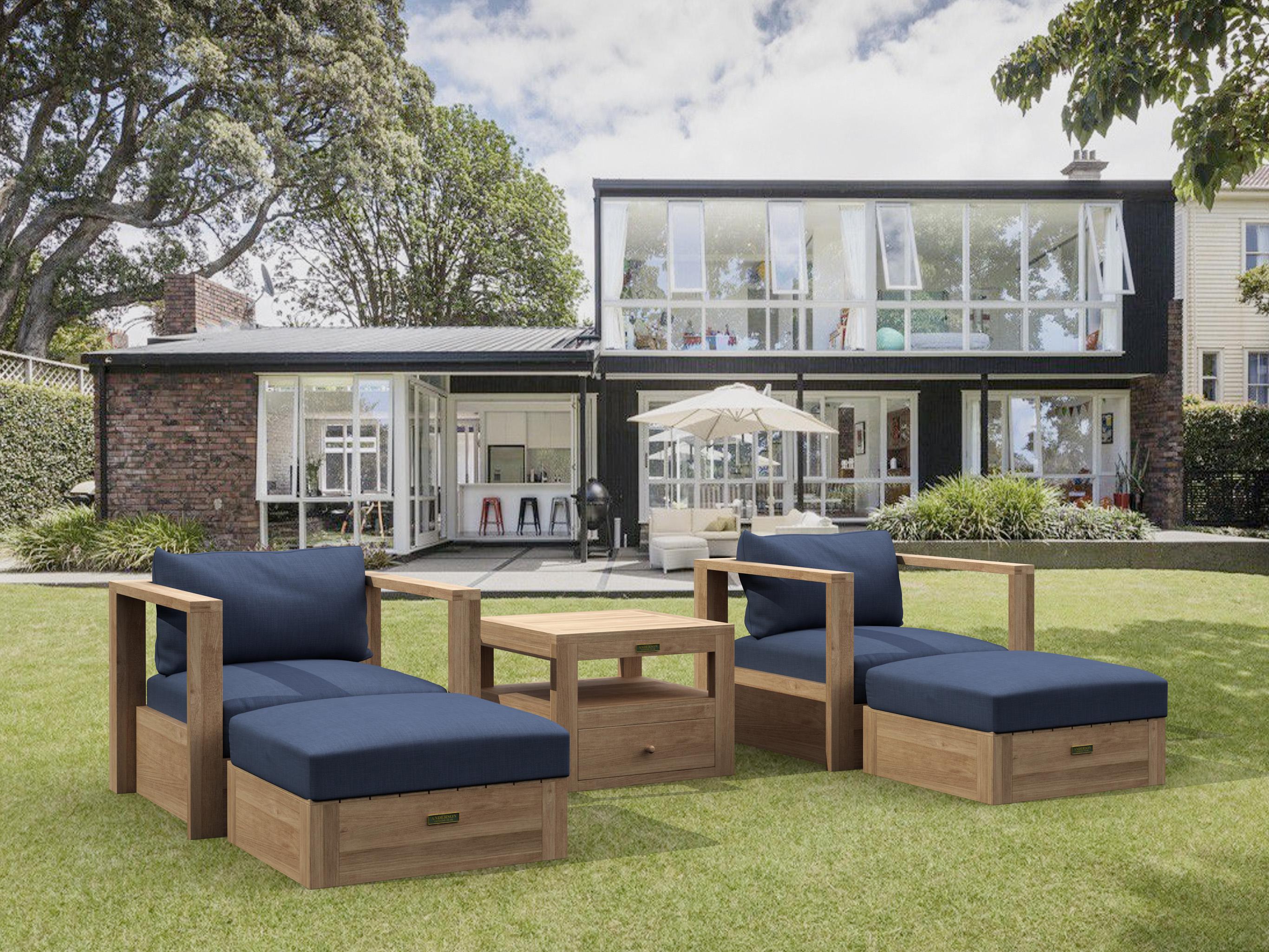 Anderson Teak Copacabana 5 Piece Deep Seating Patio Lounge Set