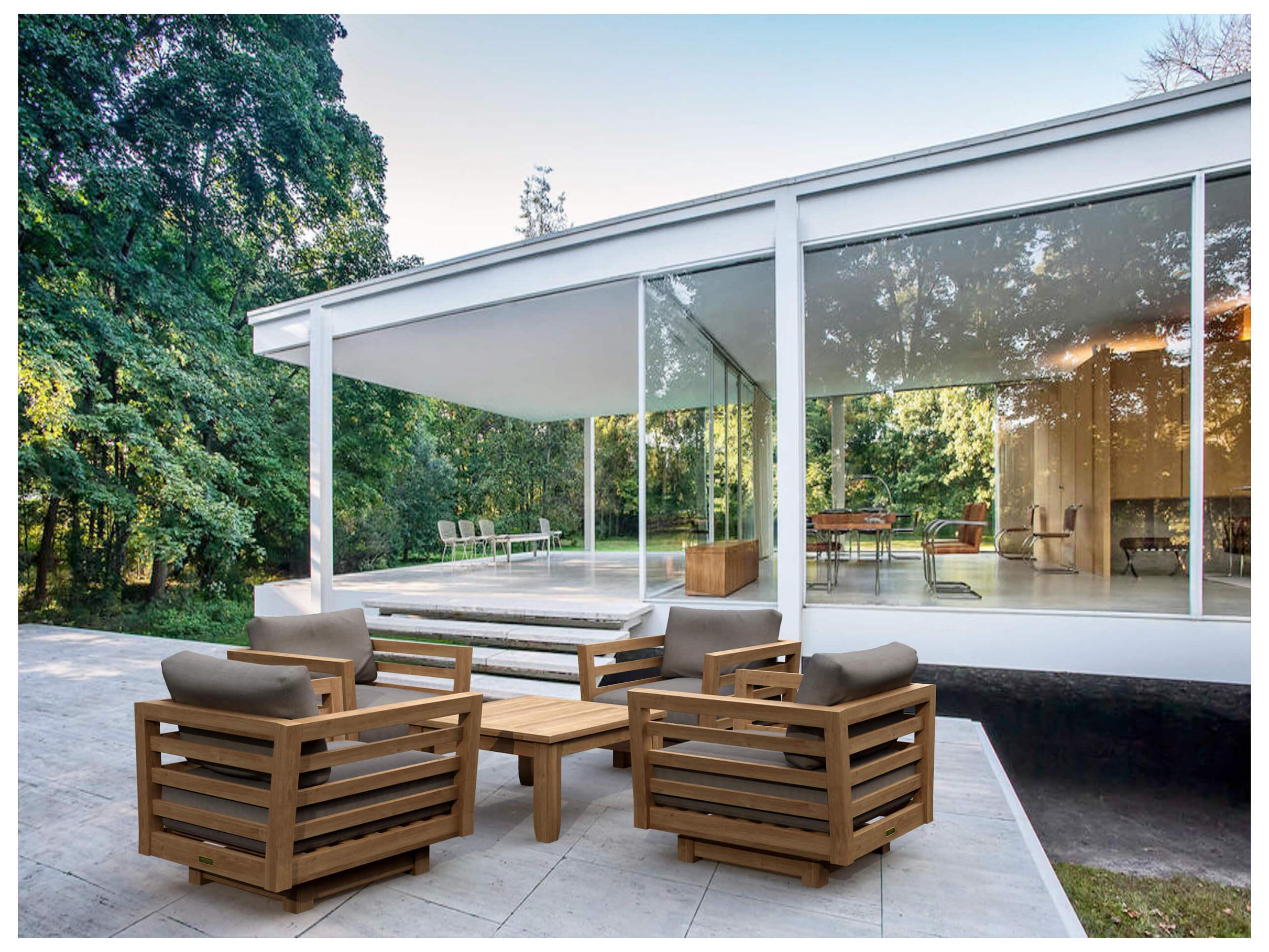 Anderson Teak Cordoba Deep Seating 5 Piece Outdoor Patio Lounge Set