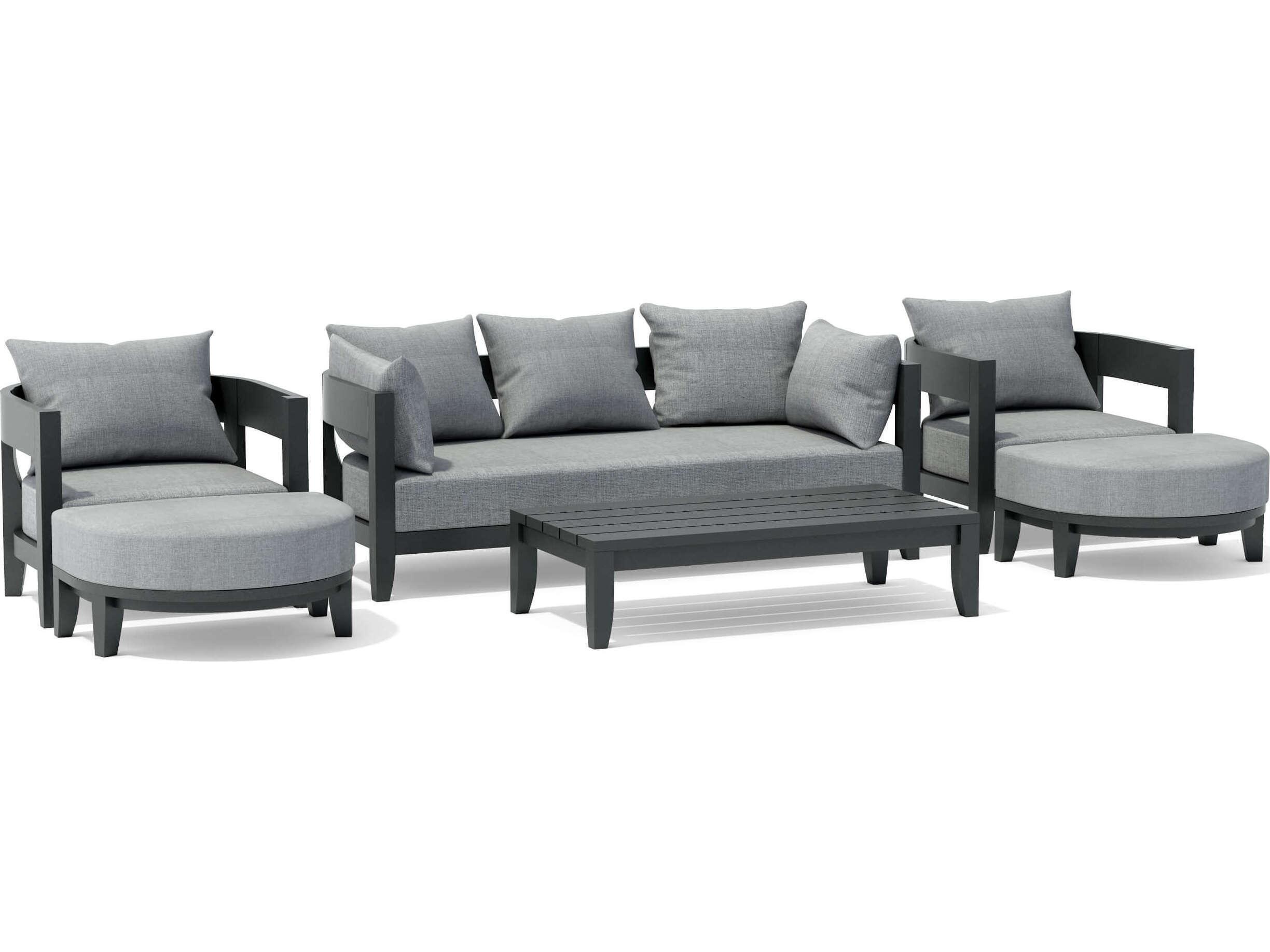 Anderson Teak Coronado Aluminum 6 Piece Deep Seating Outdoor Lounge Set