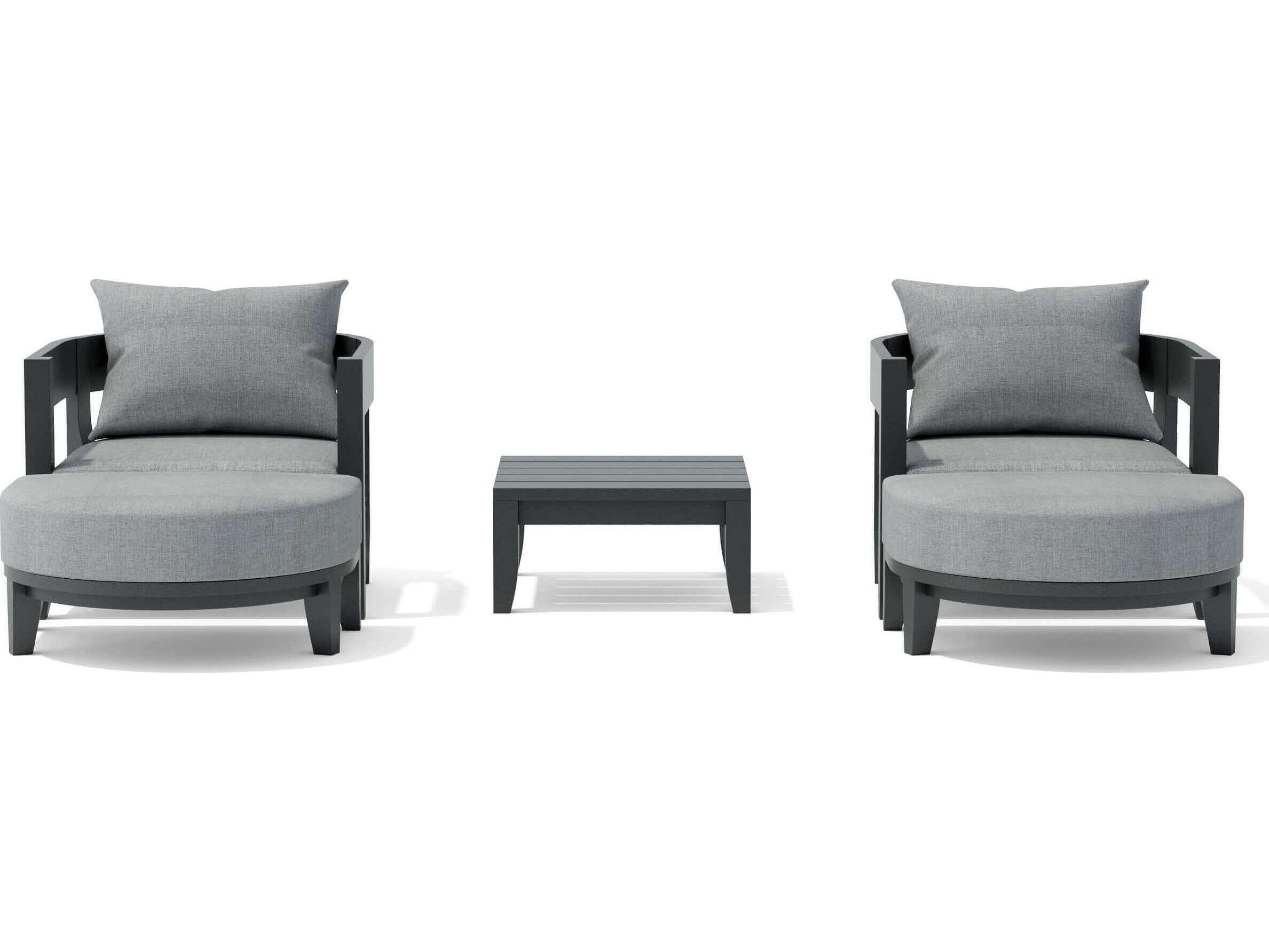 Anderson Teak Coronado Aluminum Dark Grey 5 Piece Deep Seating Patio Lounge Set