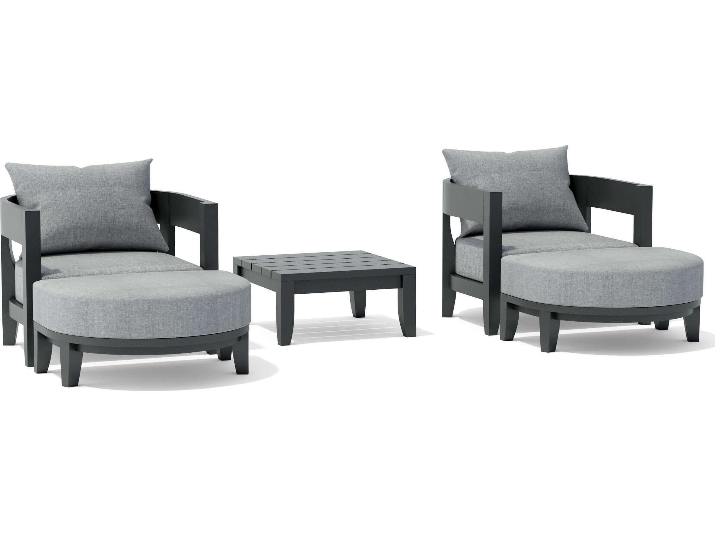 Anderson Teak Coronado Aluminum Dark Grey 5 Piece Deep Seating Patio Lounge Set