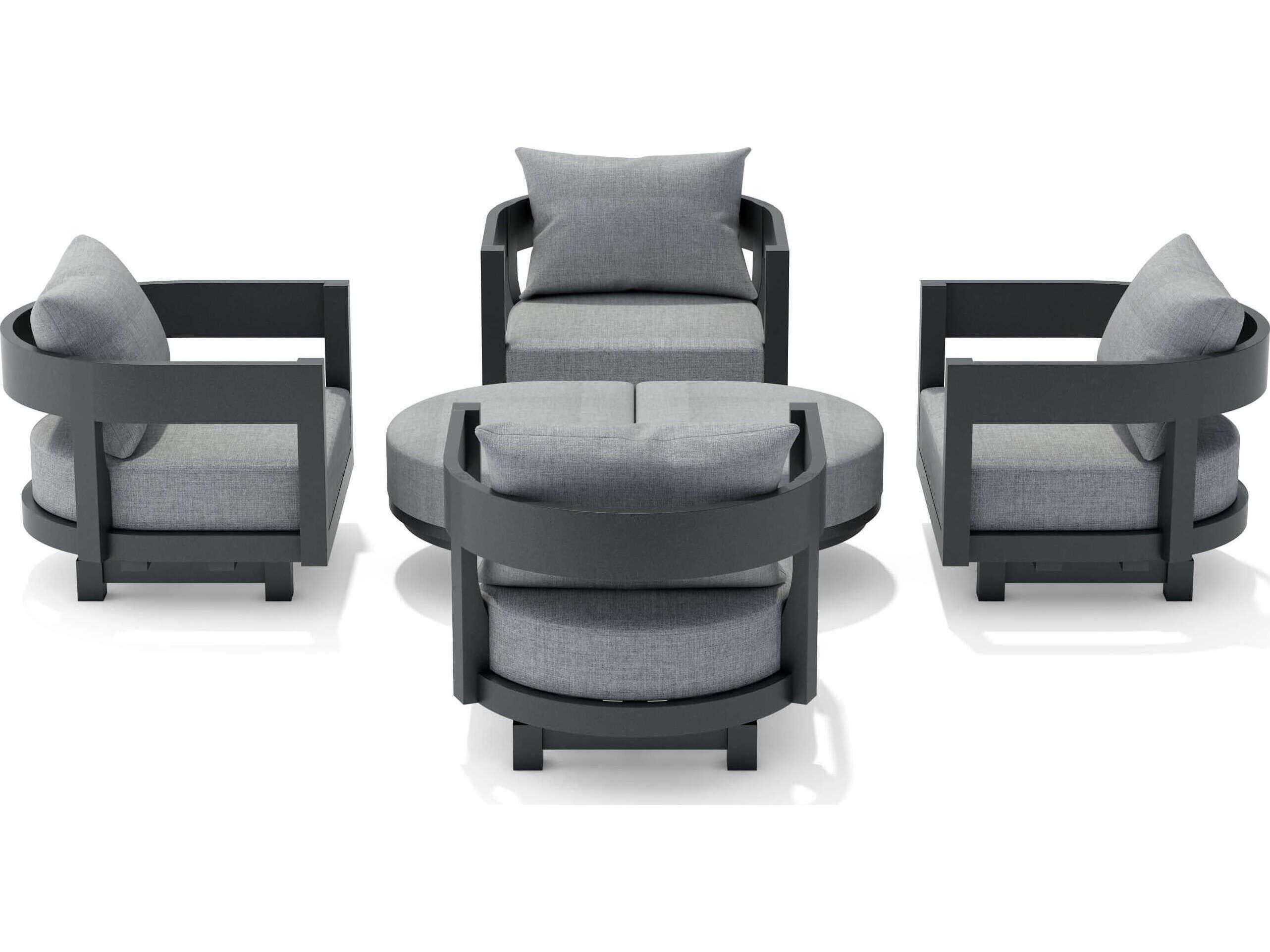 Anderson Teak Coronado Aluminum Dark Grey 6 Piece Deep Seating Outdoor Lounge Set