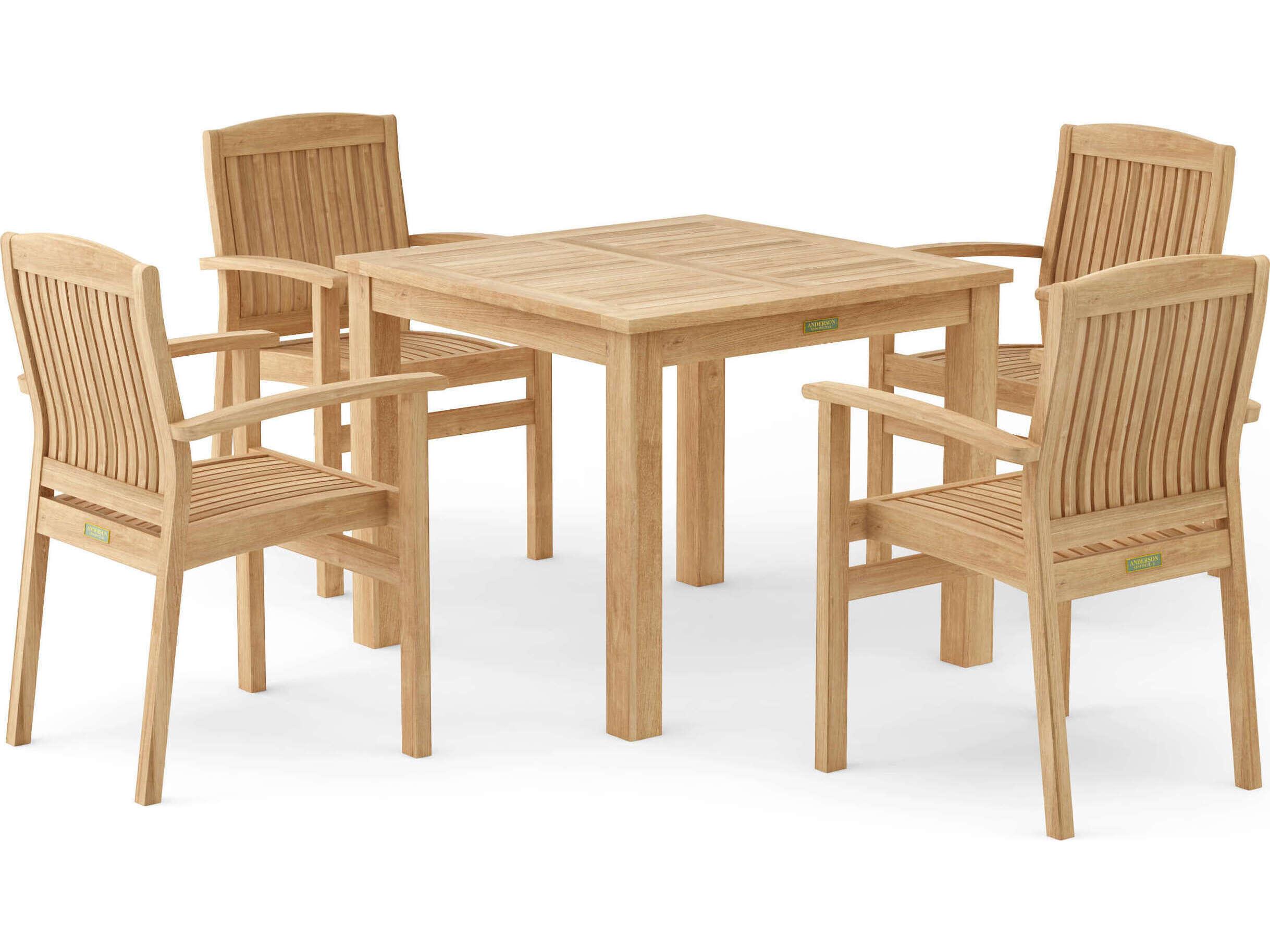 Anderson Teak Bahama Sahara Natural 5 Piece Bistro Set