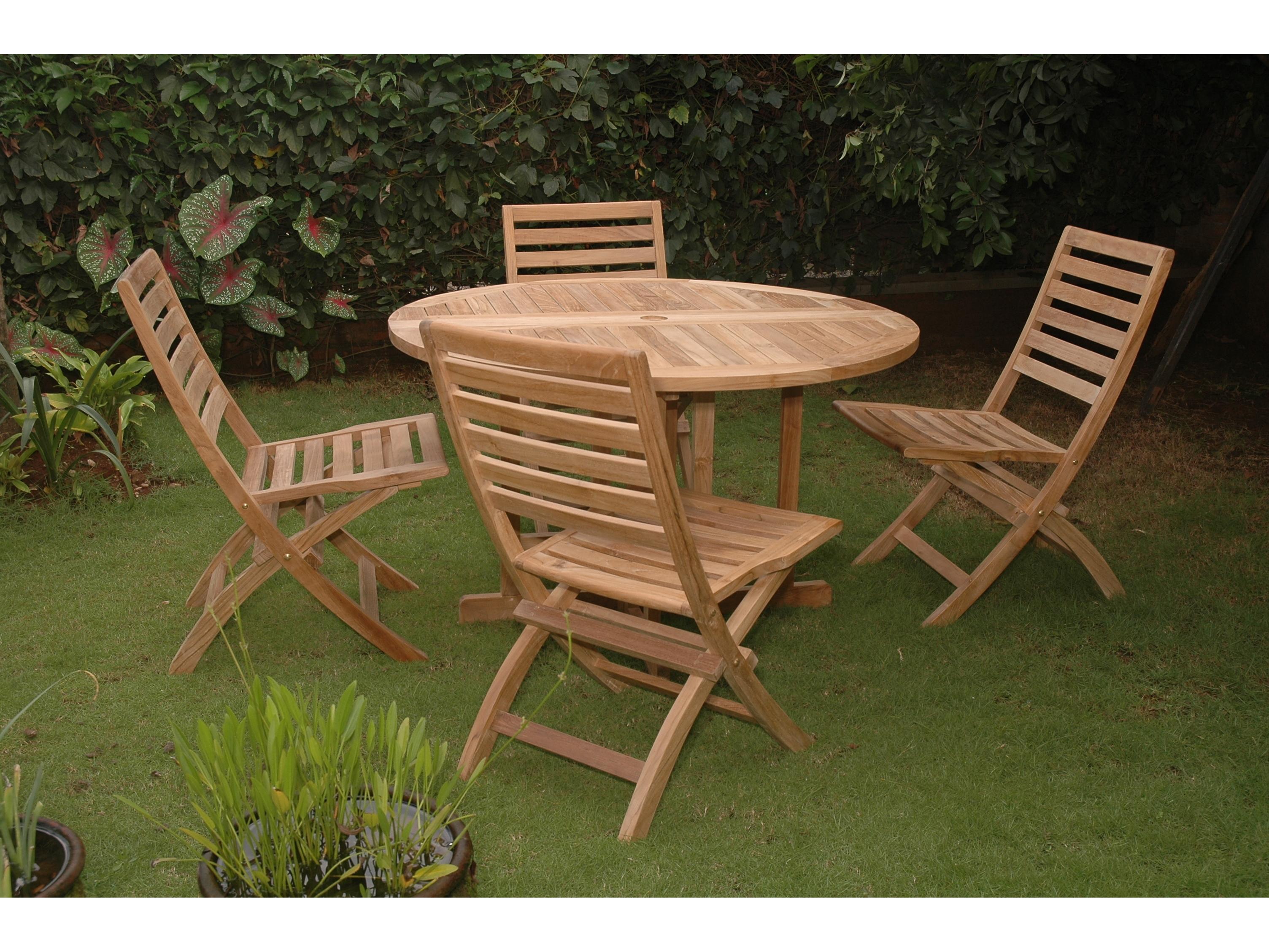 Anderson Teak Andrew Butterfly Folding 5-Piece Outdoor Patio Dining Set