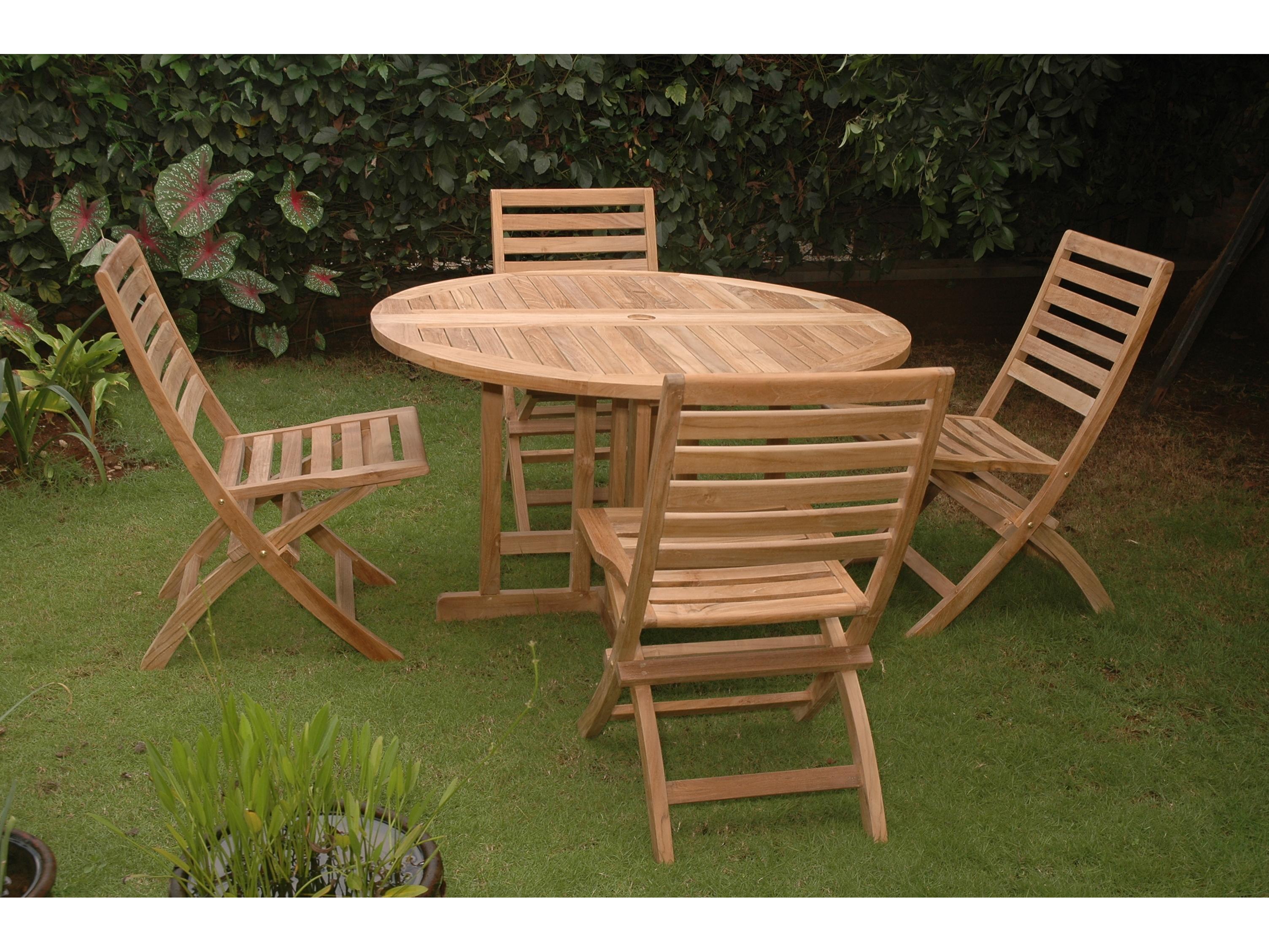 Anderson Teak Andrew Butterfly Folding 5-Piece Outdoor Patio Dining Set