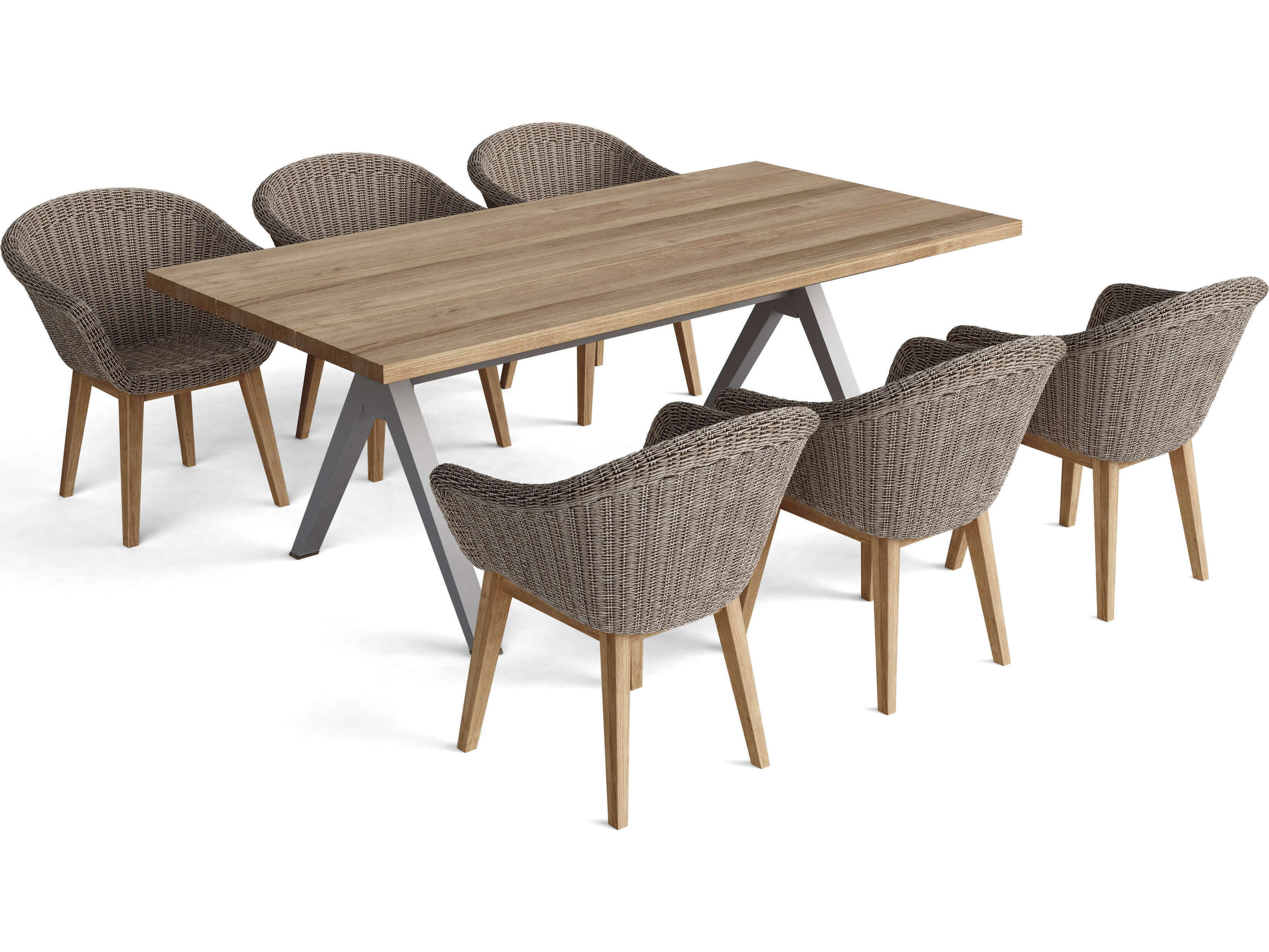 Anderson Teak Allura Padua Aluminum Wicker 7 Piece Outdoor Dining Set