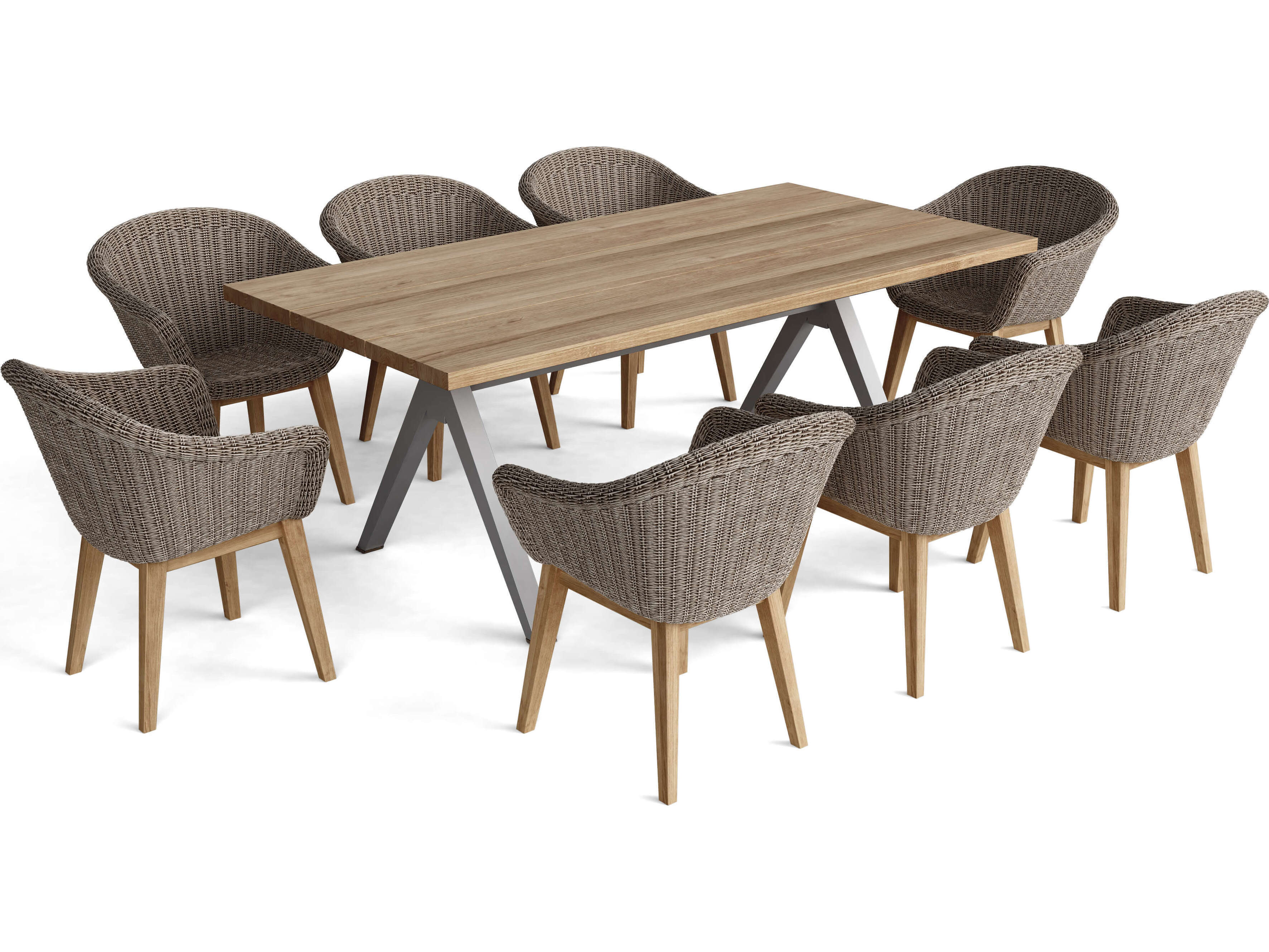 Anderson Teak Allura Padua Aluminum Wicker 9 Piece Outdoor Patio Dining Set