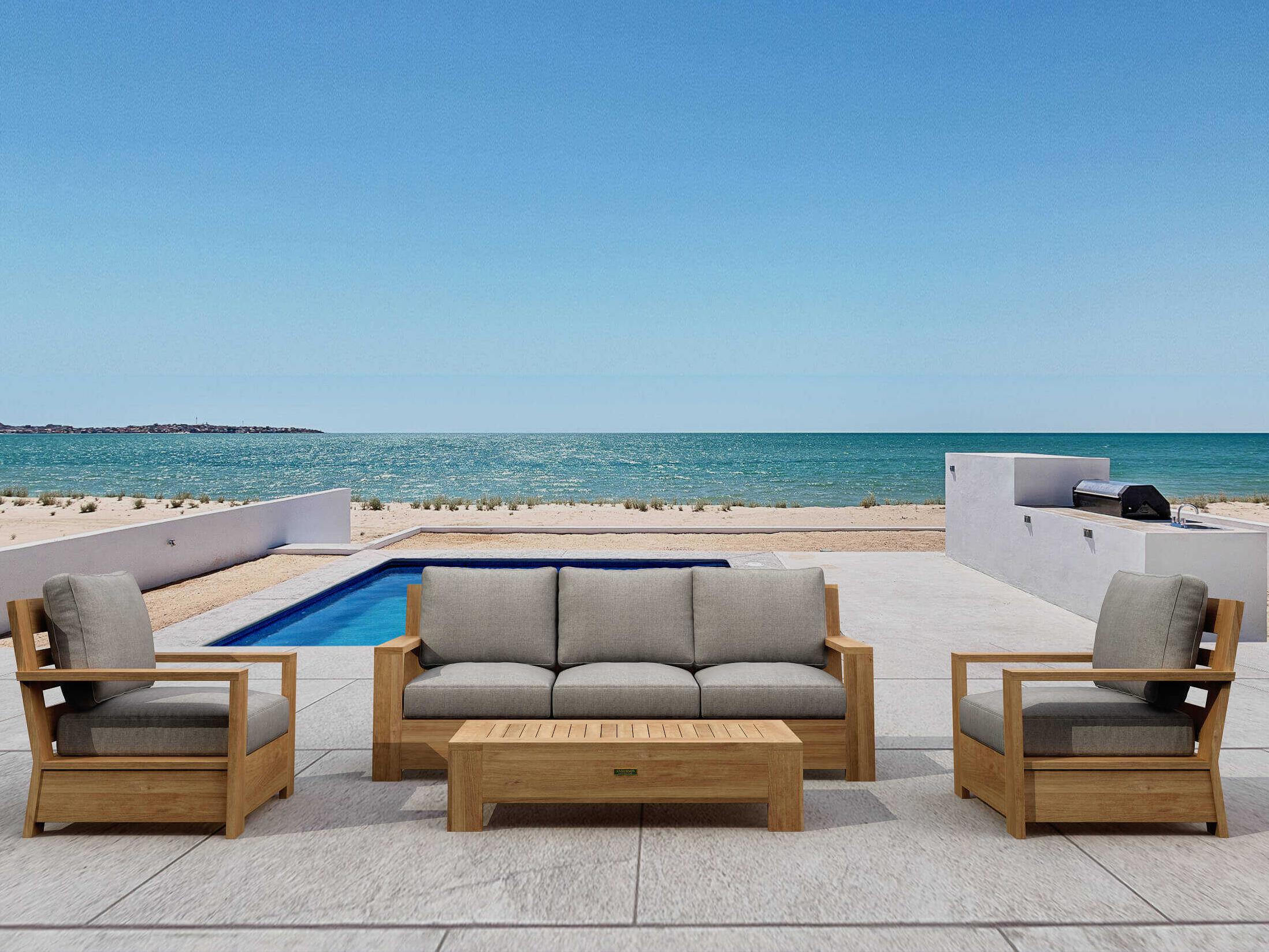 Anderson Teak Madera Deep Seating Teak Outdoor Patio Lounge Set