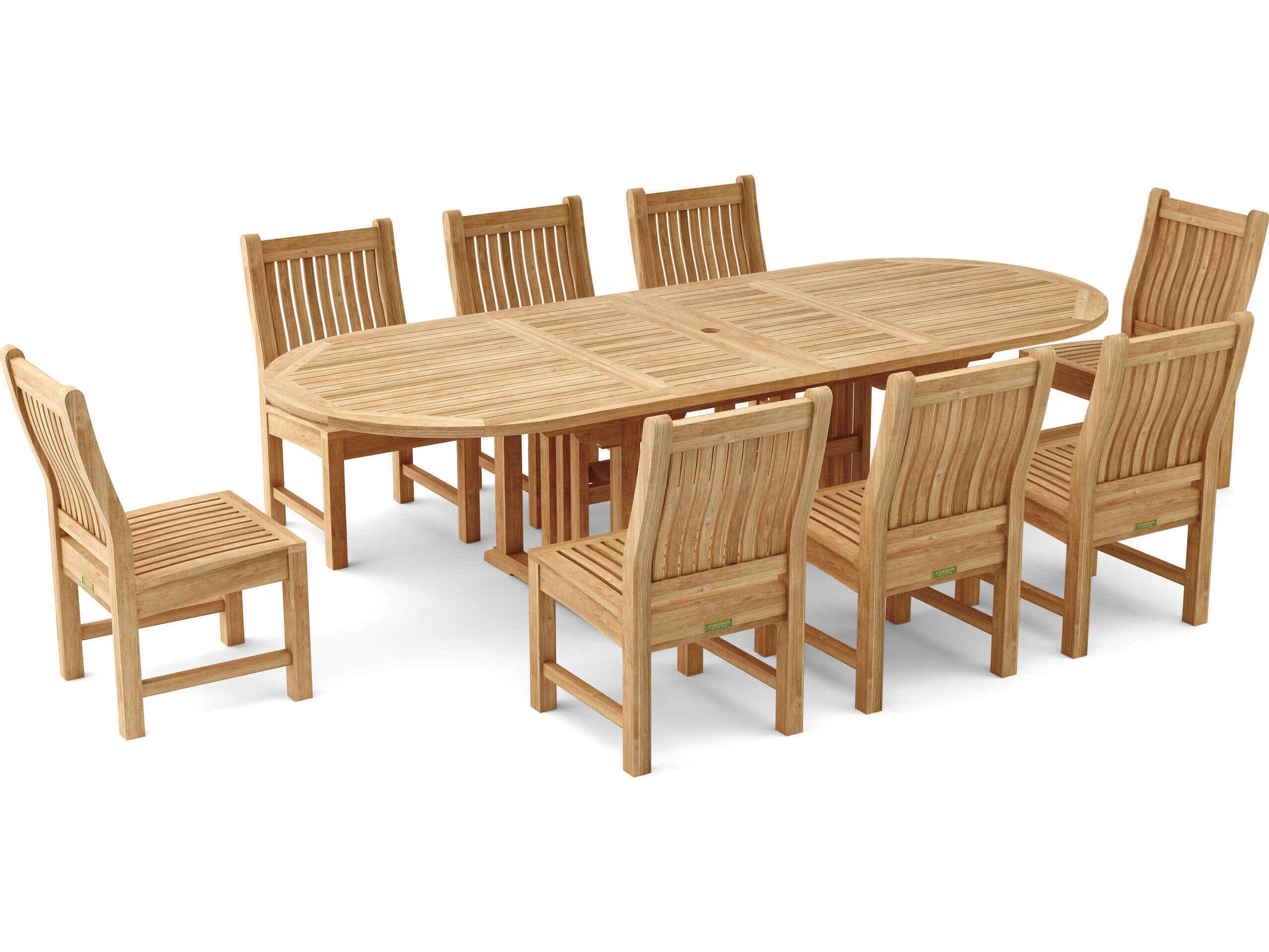 Anderson Teak Sahara Dining Side Chair 9-Piece Oval Outdoor Dining Set
