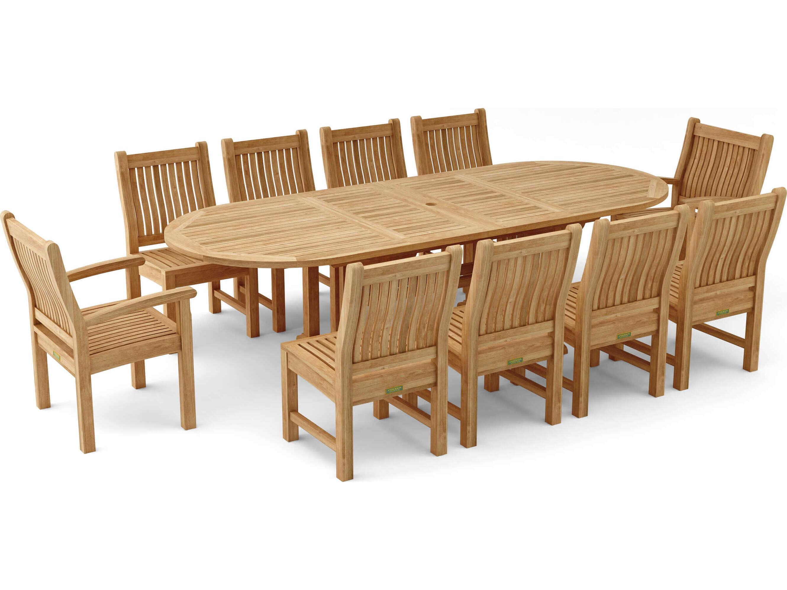 Anderson Teak Sahara Dining Side Chair 11-Piece Oval Patio Dining Set