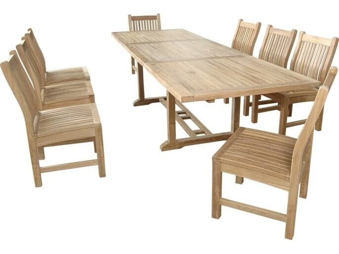 Anderson Teak Bahama Sahara 9-Piece 10' Rectangular Outdoor Dining Set