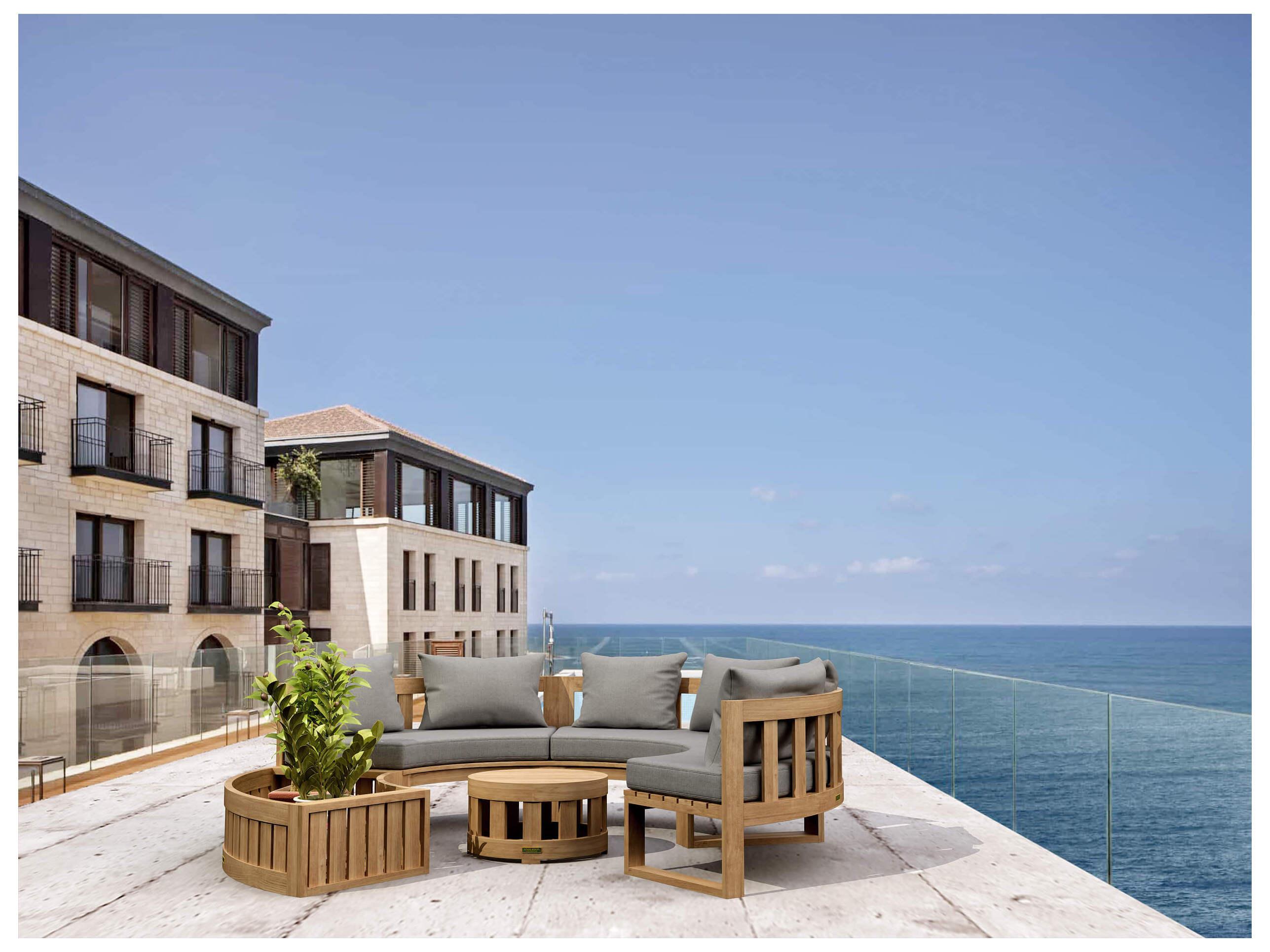 Anderson Teak Circular Modular Deep Seating Teak Patio Lounge Set