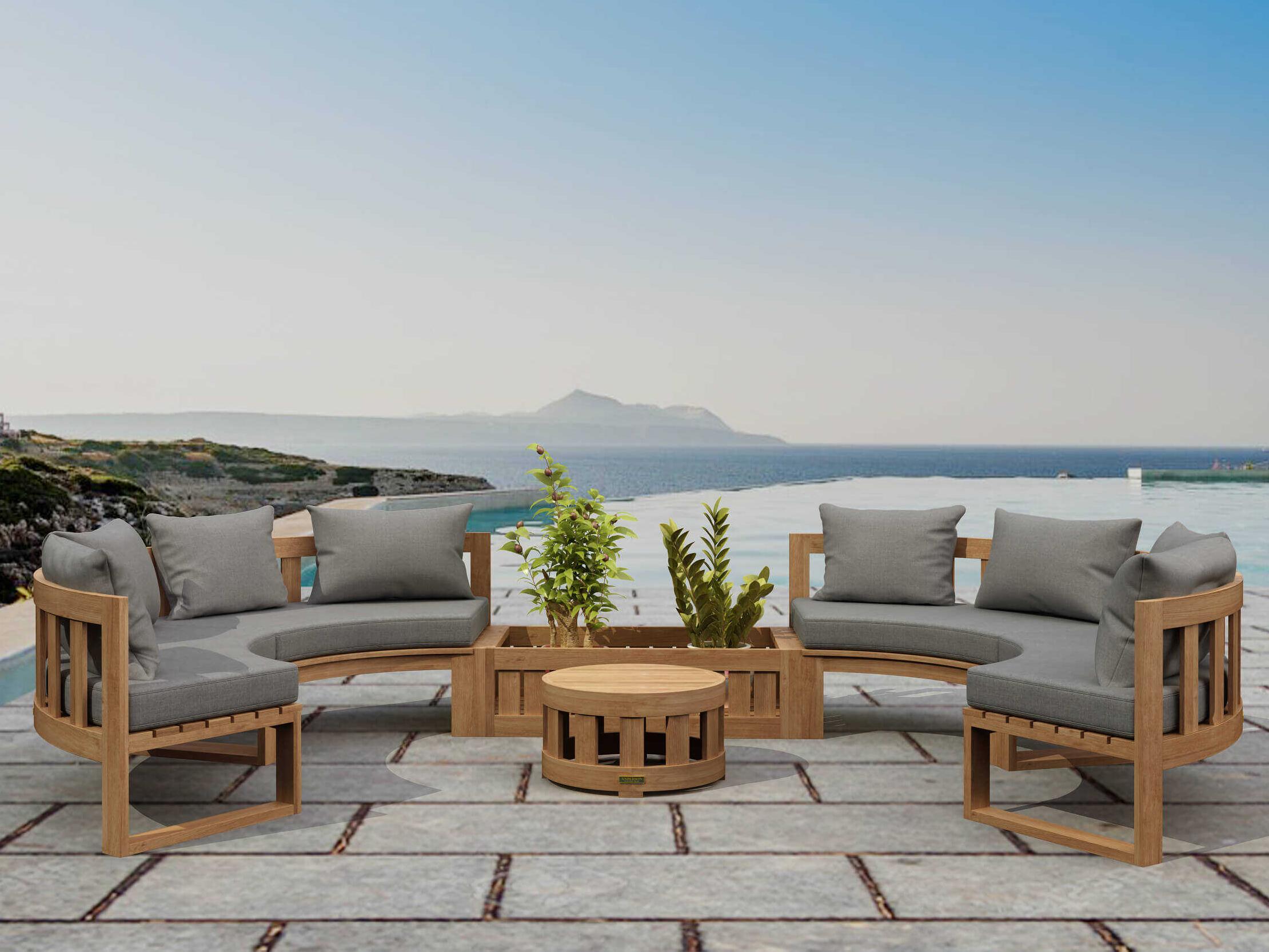 Anderson Teak Circular Modular Deep Seating Teak Outdoor Lounge Set