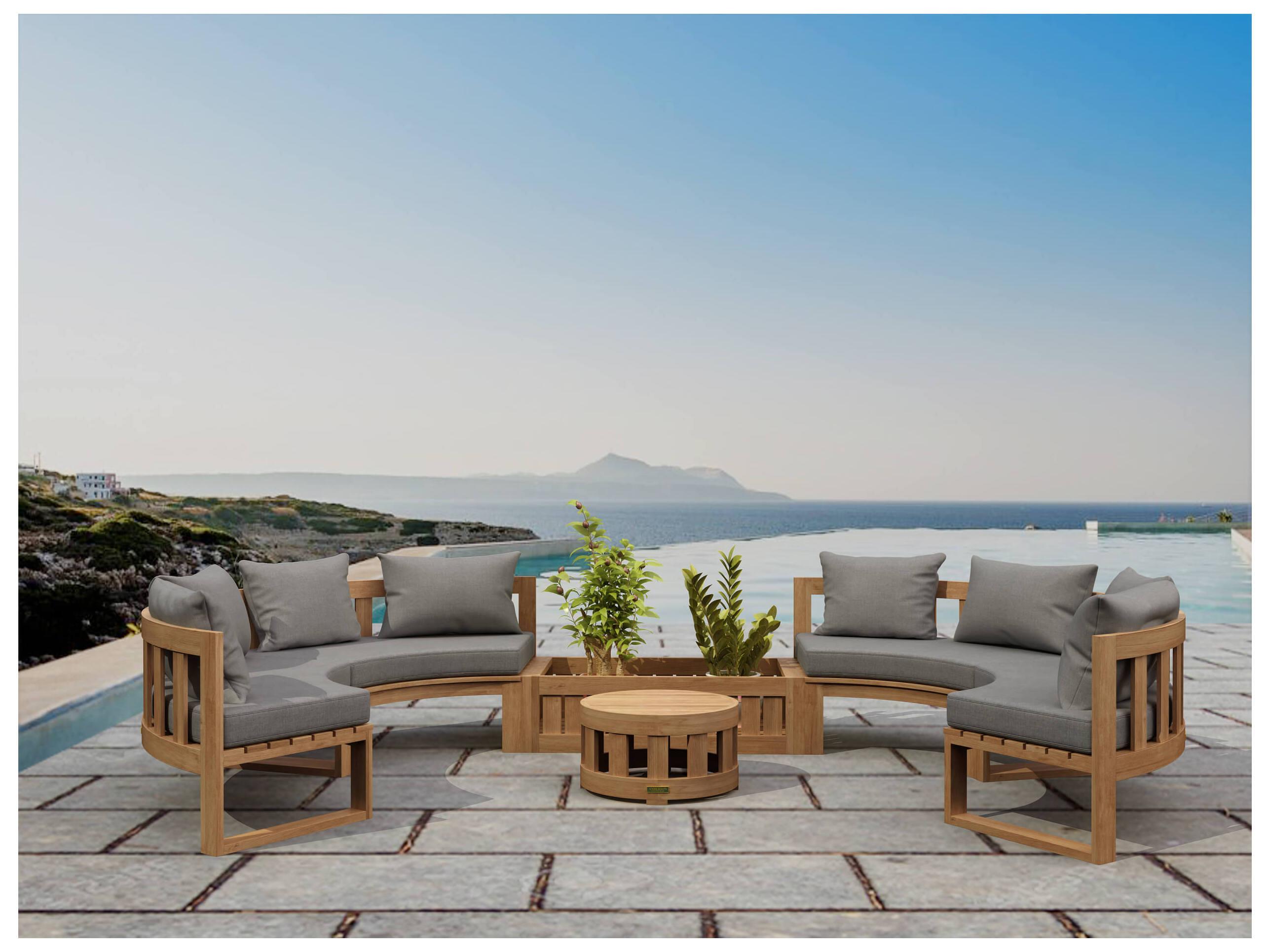 Anderson Teak Circular Modular Deep Seating Teak Outdoor Lounge Set