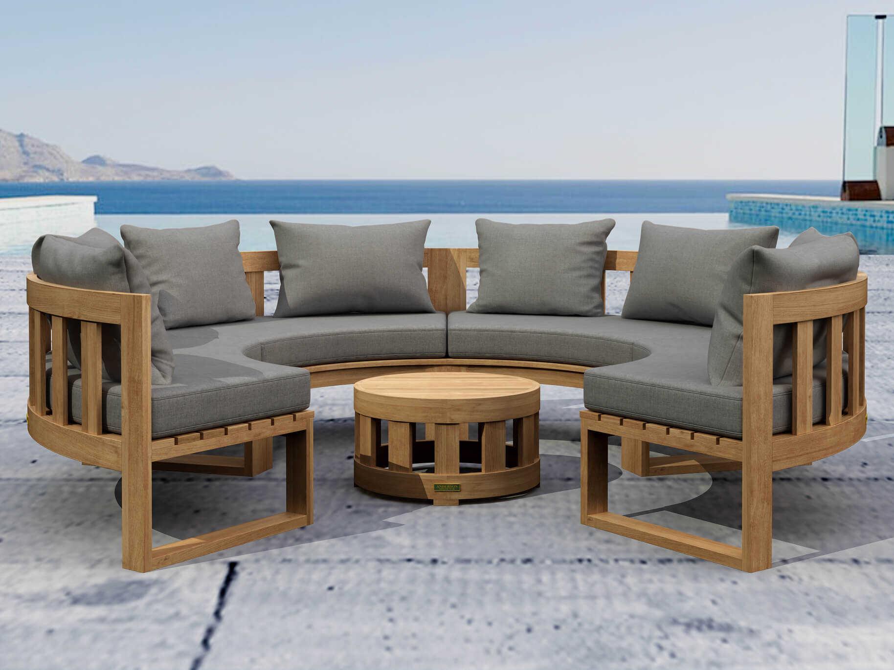 Anderson Teak Circular Modular Deep Seating Teak Outdoor Patio Lounge Set