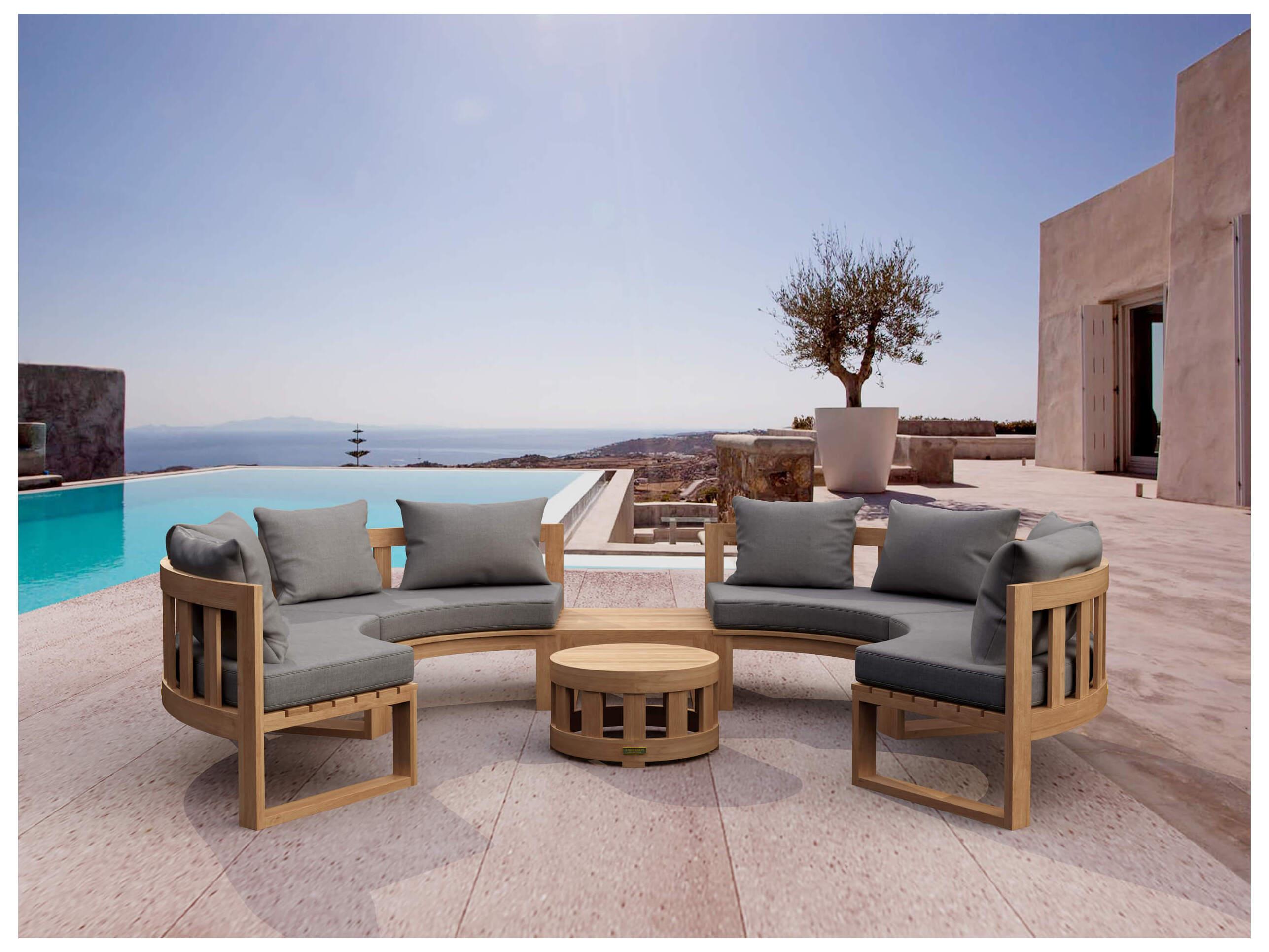 Anderson Teak Circular Modular Deep Seating Teak Patio Lounge Set