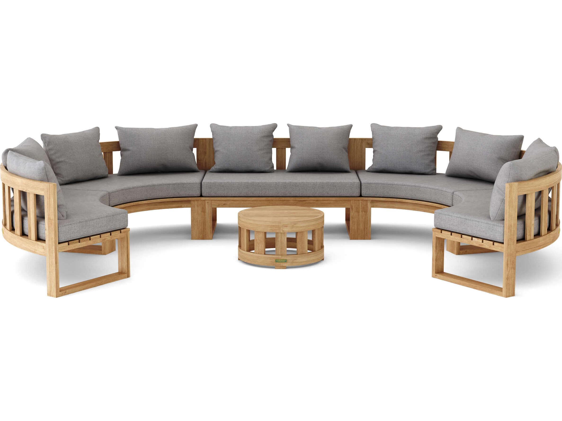 Anderson Teak Circular Modular Deep Seating Teak Outdoor Lounge Set