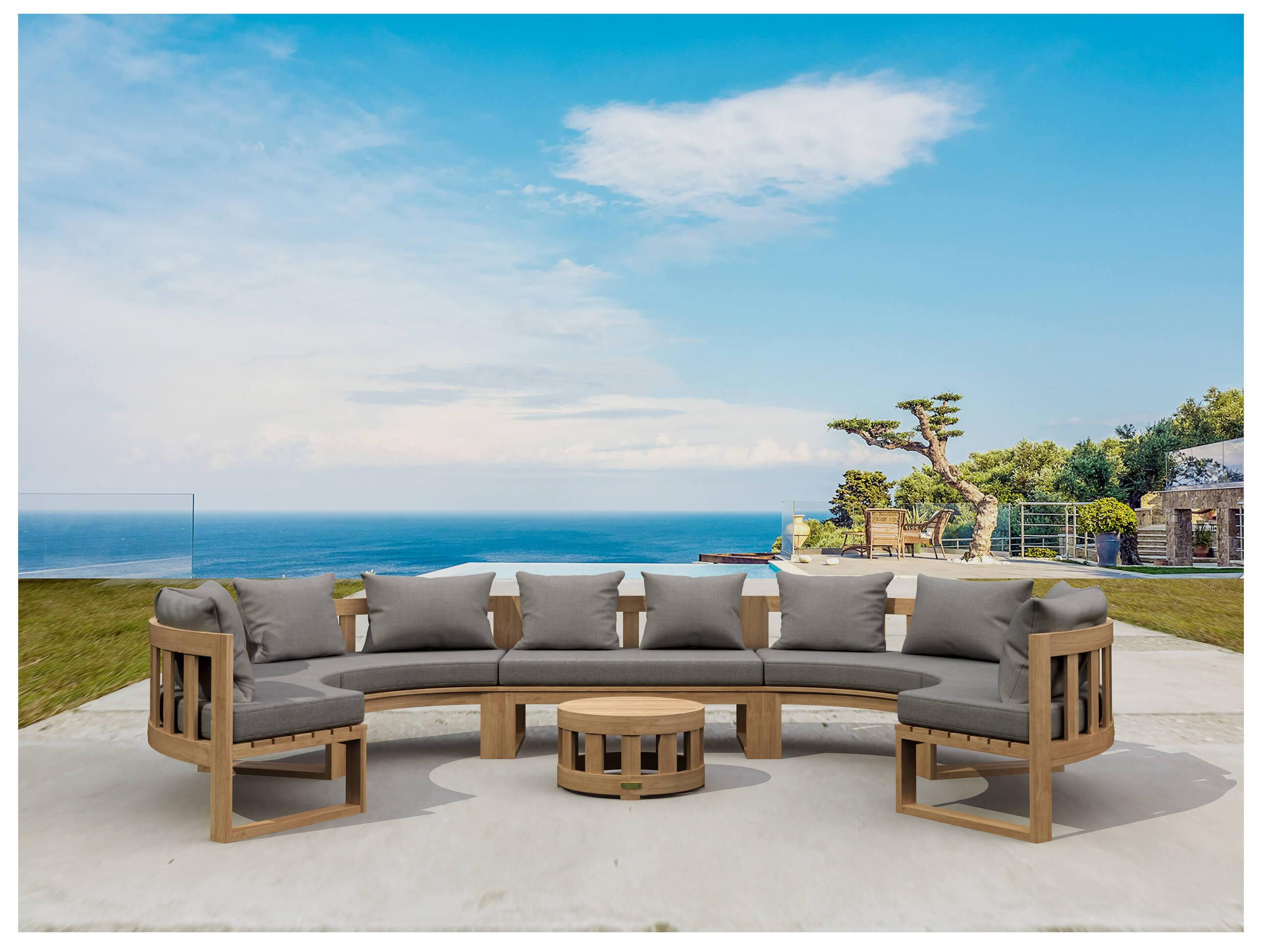 Anderson Teak Circular Modular Deep Seating Teak Outdoor Lounge Set