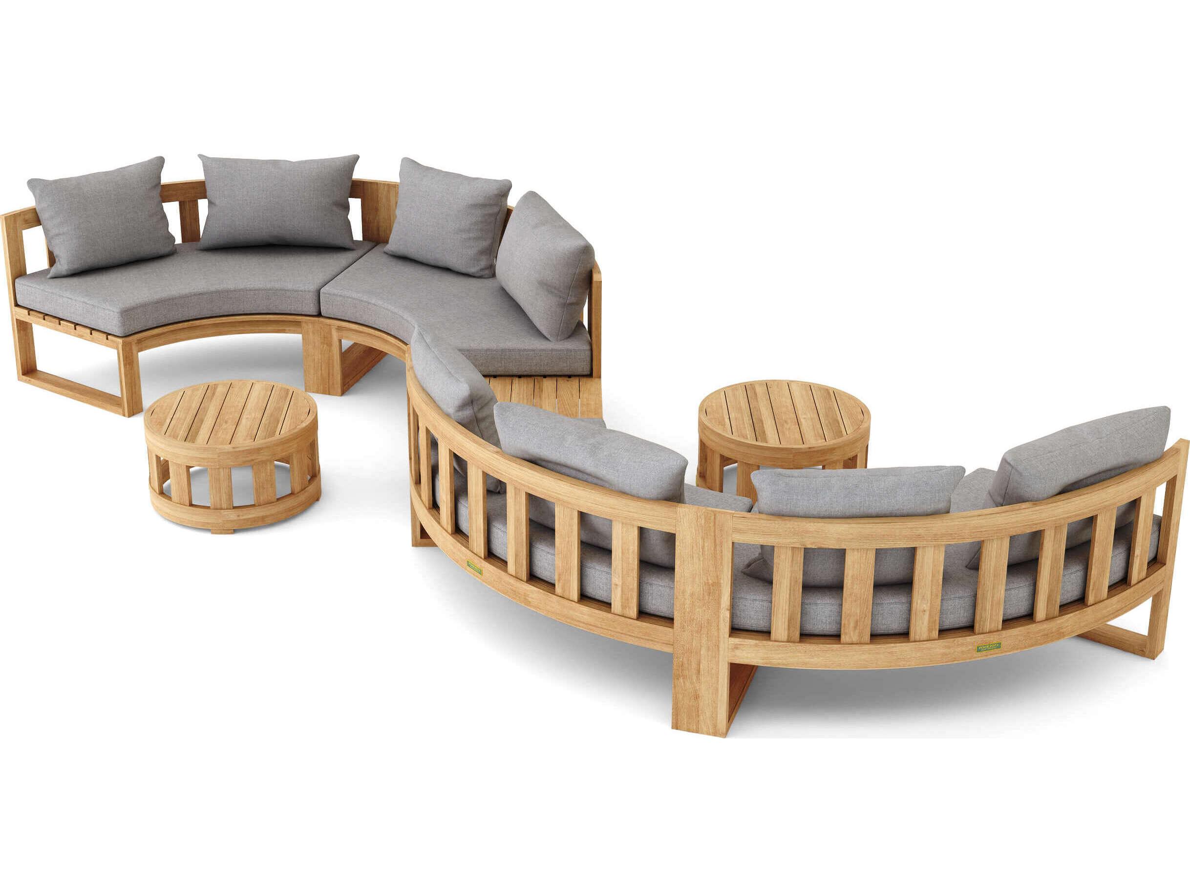 Anderson Teak Circular Modular Deep Seating Teak Outdoor Patio Lounge Set