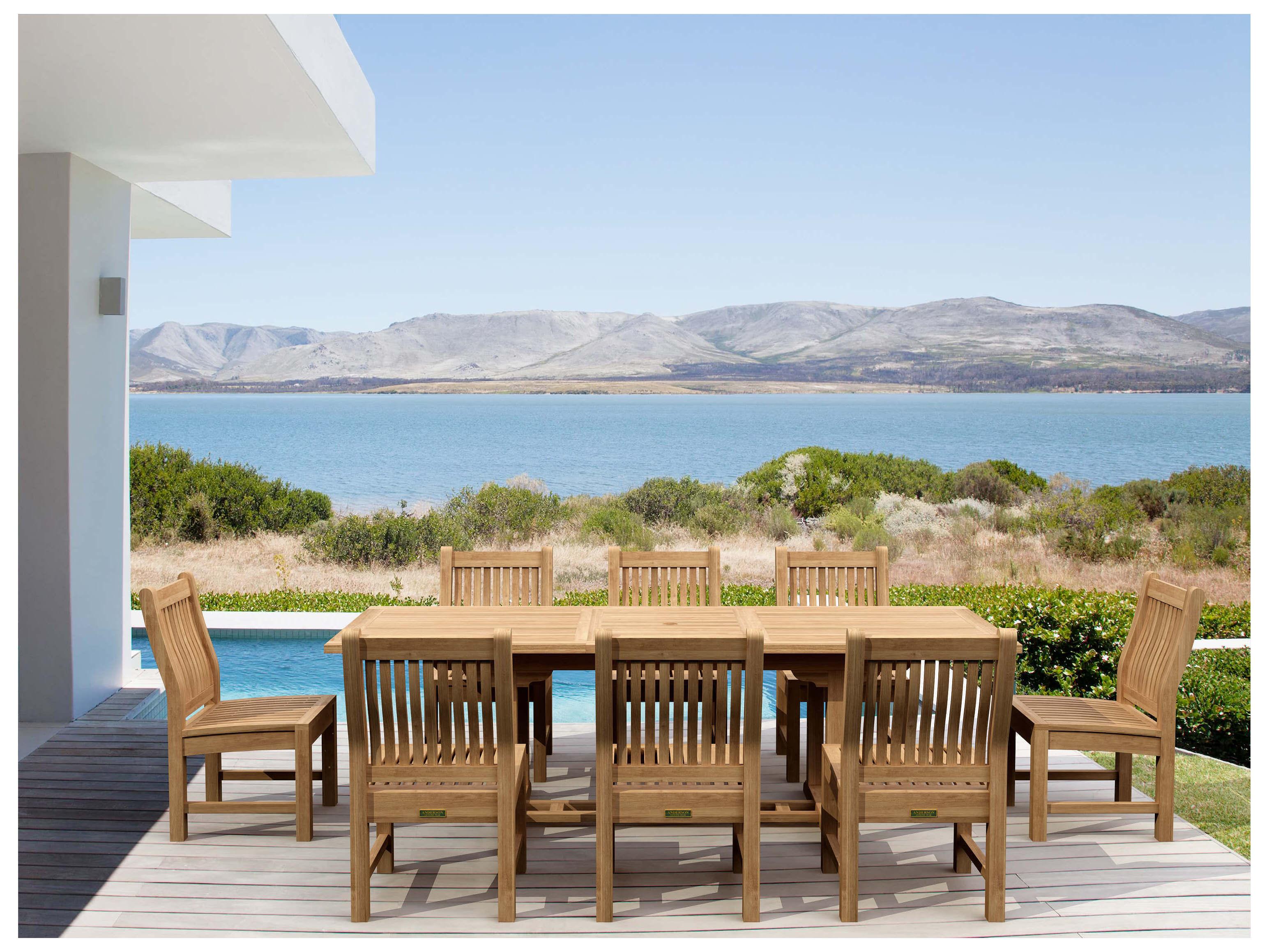 Anderson Teak Bahama Sahara 9-Piece 8' Rectangular Patio Dining Set