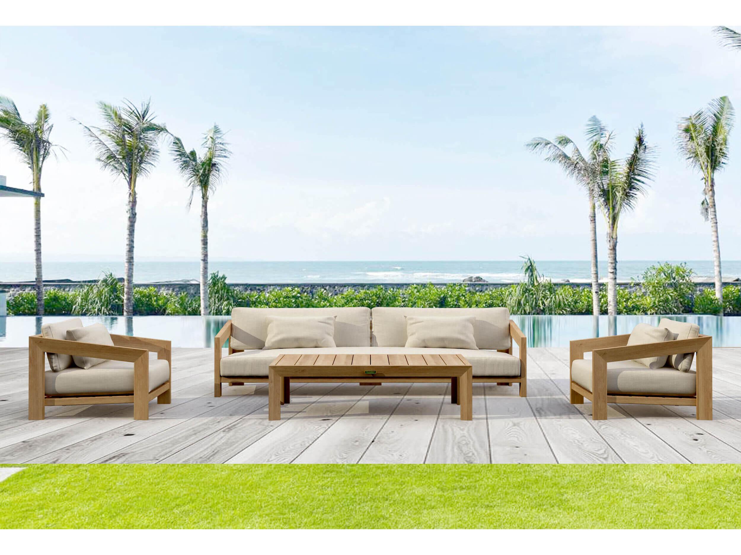 Anderson Teak Smyrna Patio Natural 4 Piece Lounge Set